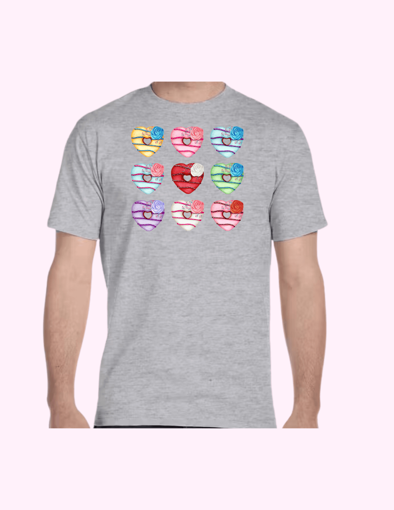 Donut Hearts - Adult T-Shirt featuring unique artwork, perfect for personal style and expression.