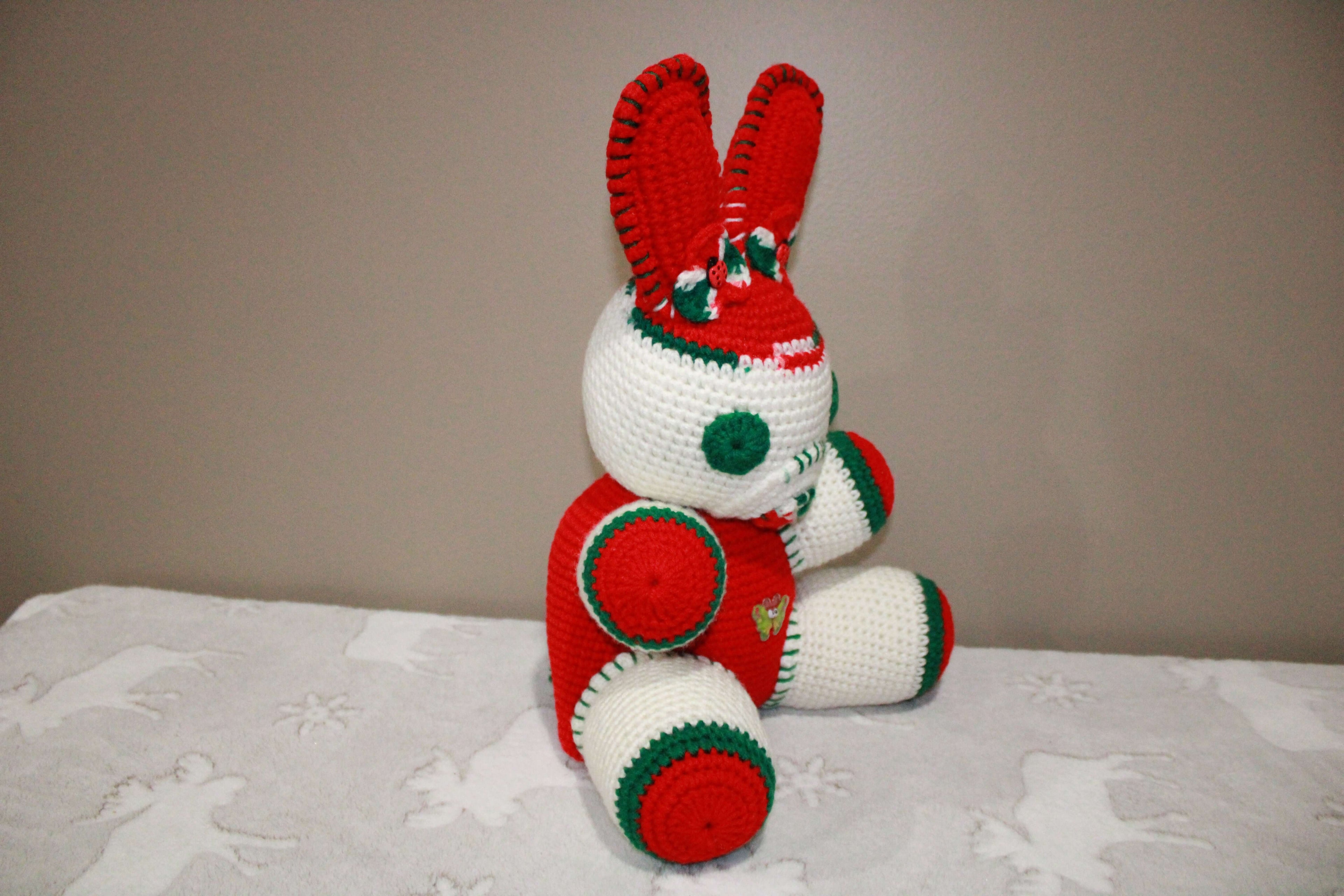 Ladybug Bunny crafted with handmade techniques for a truly unique style.