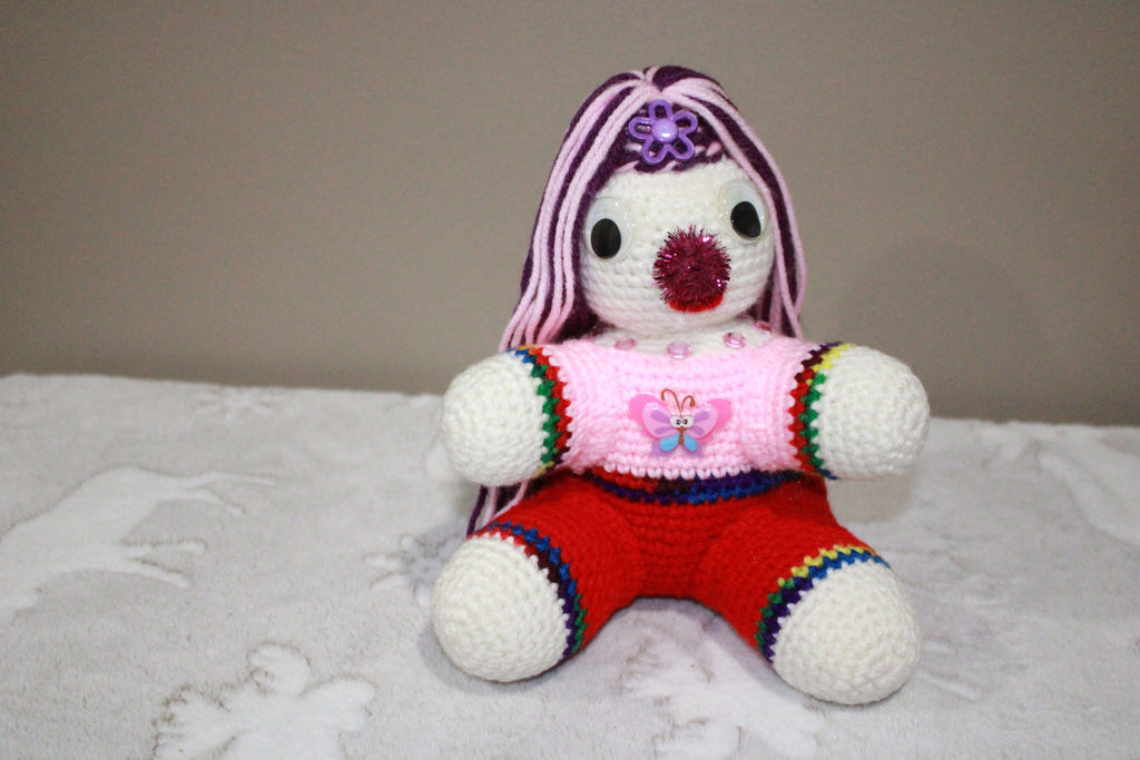Butterfly White/ Purple Girl crafted with handmade techniques for a truly unique style.