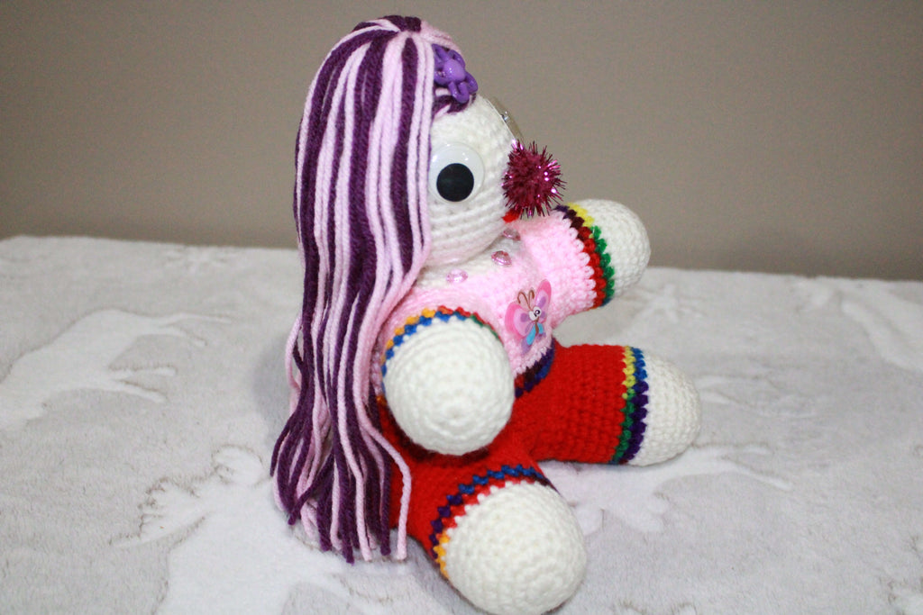 Butterfly White/ Purple Girl crafted with handmade techniques for a truly unique style.