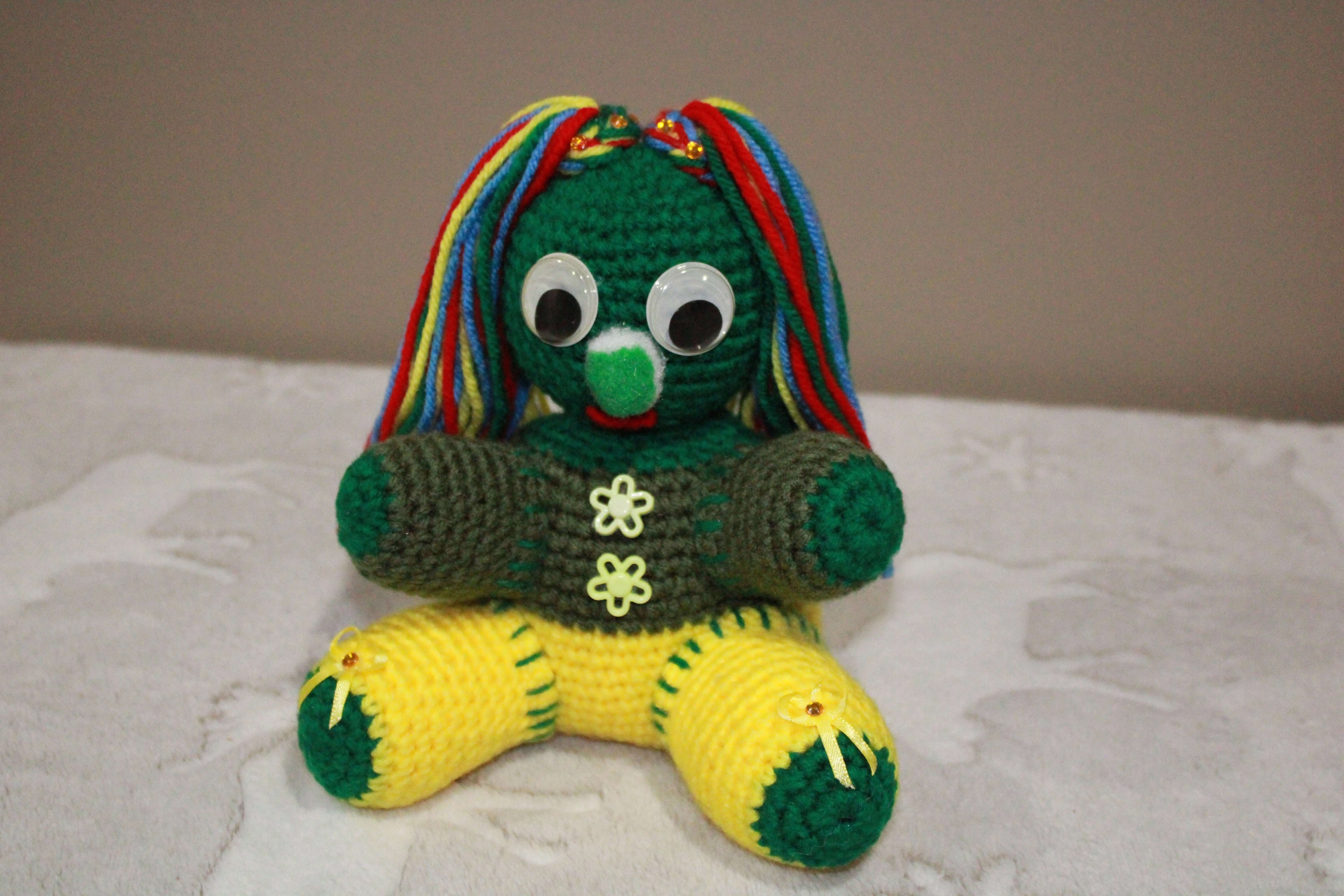 Green And Yellow Girl crafted with handmade techniques for a truly unique style.