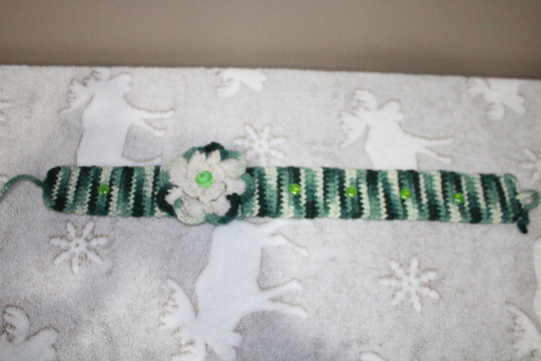 Green And White Headband Crochet Collection