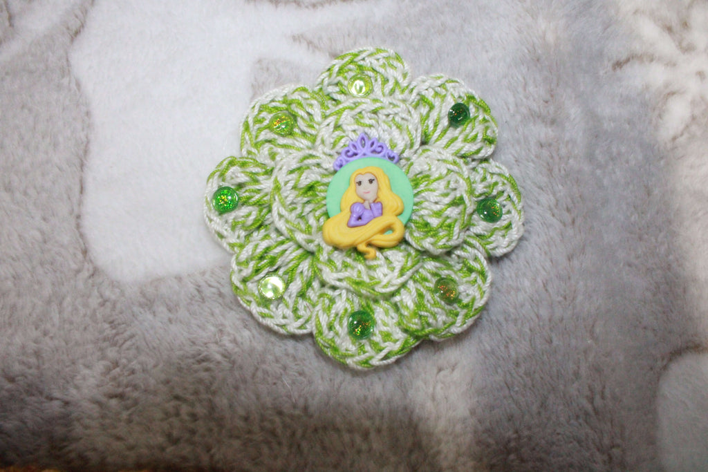 Green And White Fashion Hairclip Flower crafted with handmade techniques for a truly unique style.