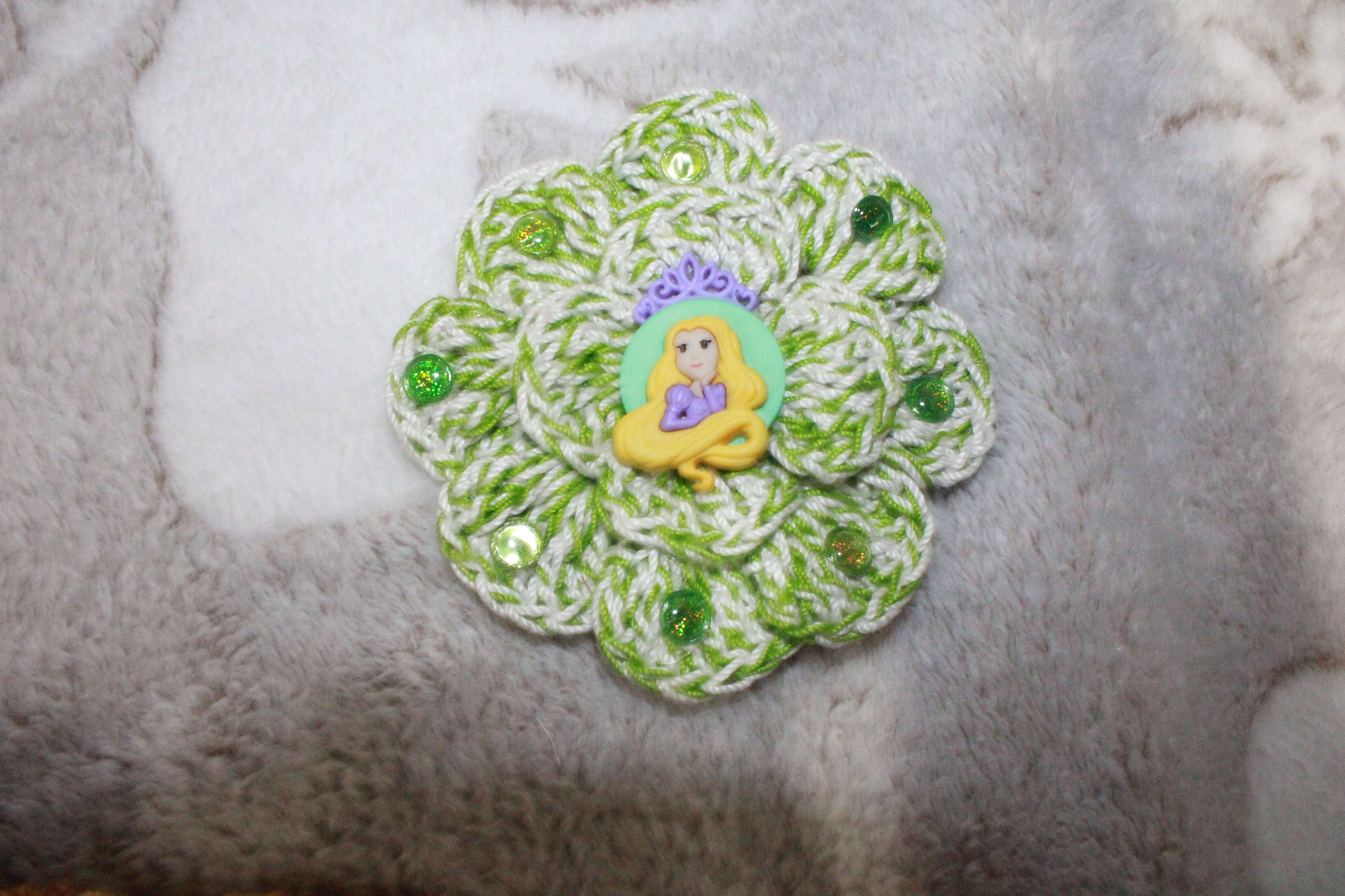 Green And White Fashion Hairclip Flower crafted with handmade techniques for a truly unique style.