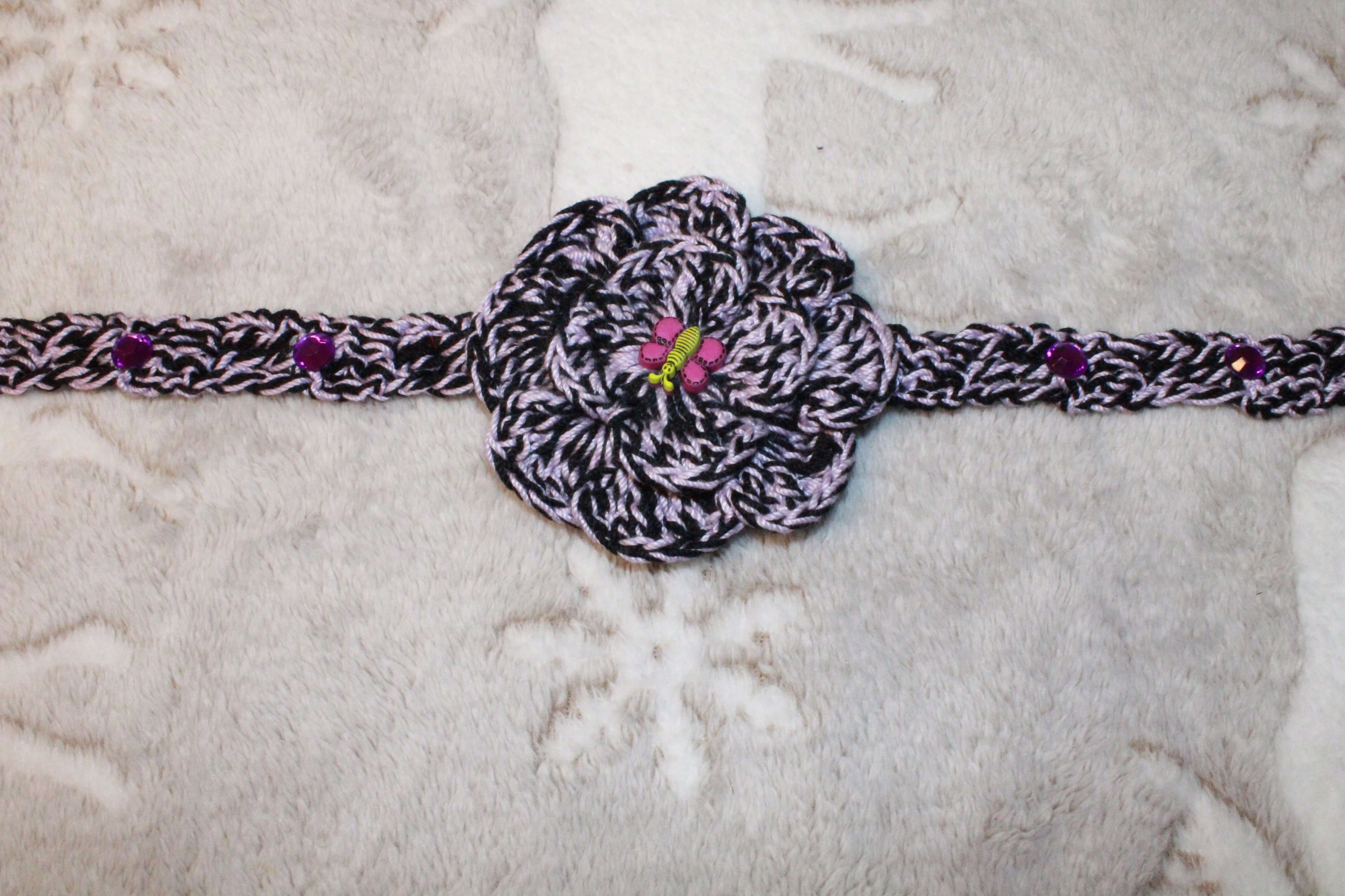 Lavender And Black Fashion Headband crafted with handmade techniques for a truly unique style.