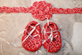 Red and White Baby Headband And Matching Shoes Fashion Collection - hand made with love