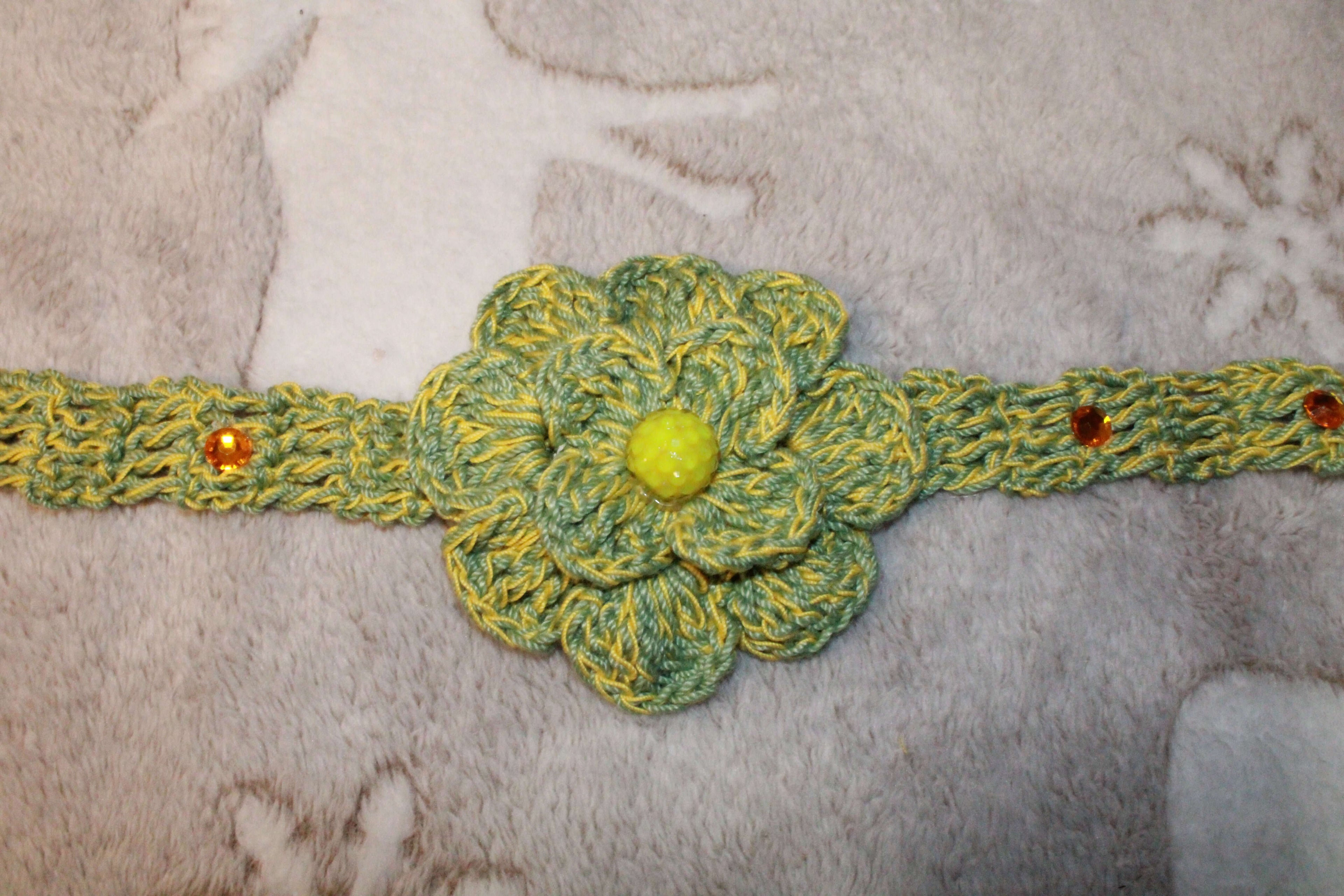 Green And Yellow Fashion Headband crafted with handmade techniques for a truly unique style.
