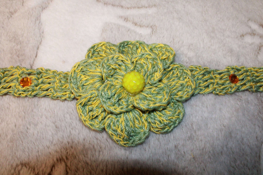 Green And Yellow Fashion Headband crafted with handmade techniques for a truly unique style.