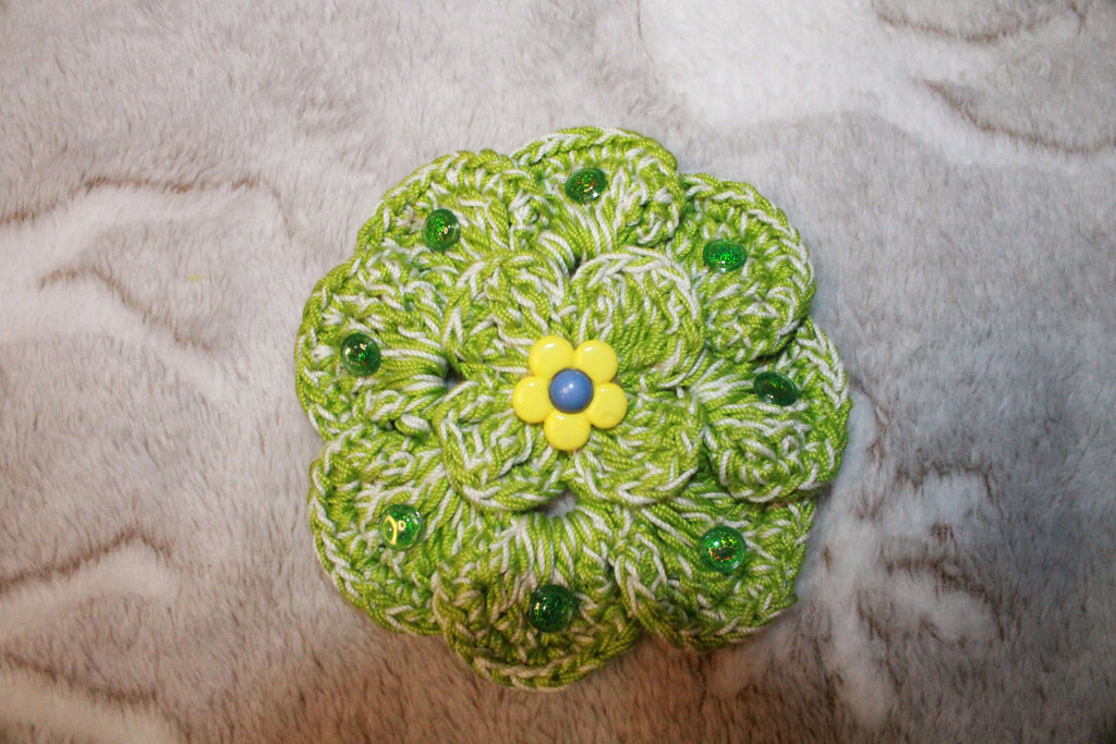Green And White Fashion Flower crafted with handmade techniques for a truly unique style.