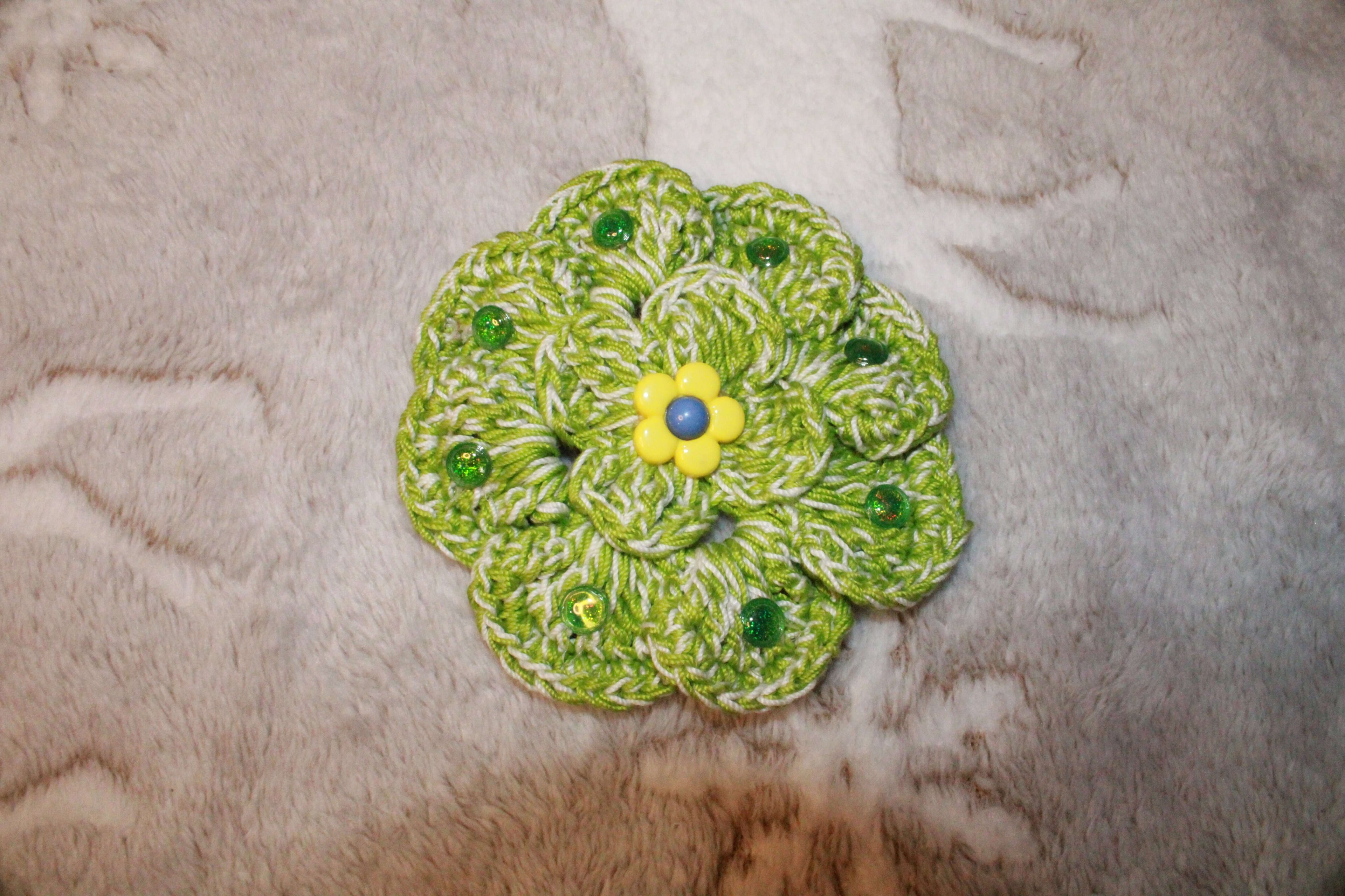 Green And White Fashion Flower crafted with handmade techniques for a truly unique style.