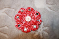 Red And White Fashion Hairclip Flower crafted with handmade techniques for a truly unique style.