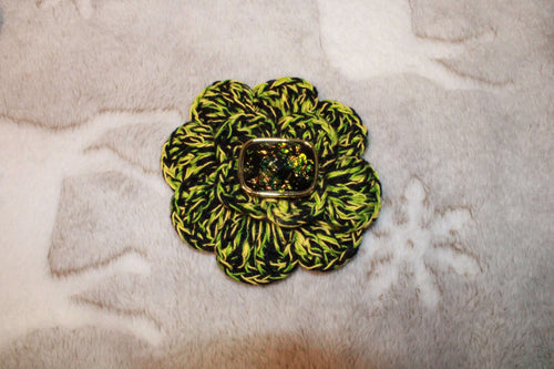 Black/ Green/ Yellow Fashion Hairclip Flower crafted with handmade techniques for a truly unique style.