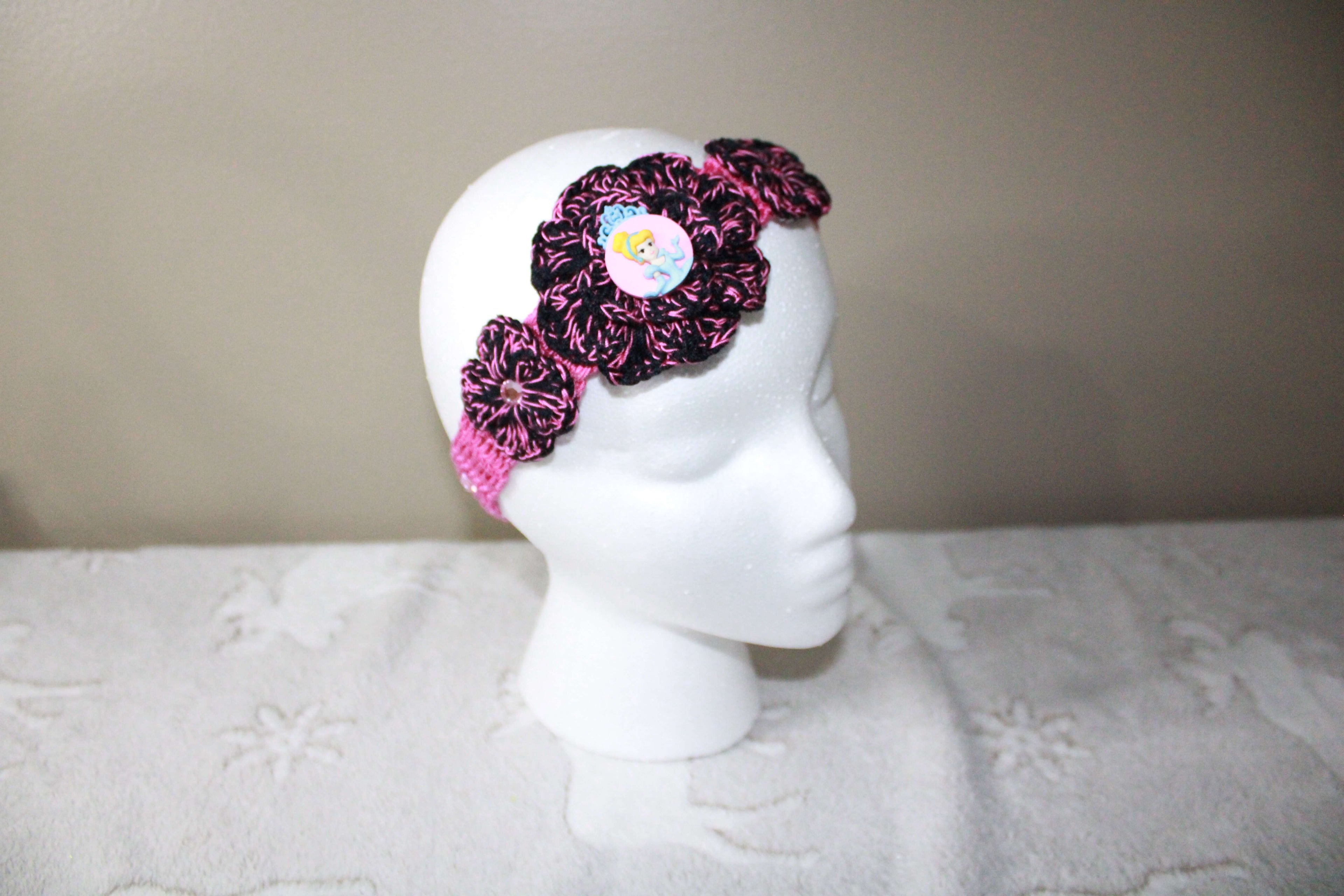 Pink And Black Princess Fashion Headband crafted with handmade techniques for a truly unique style.