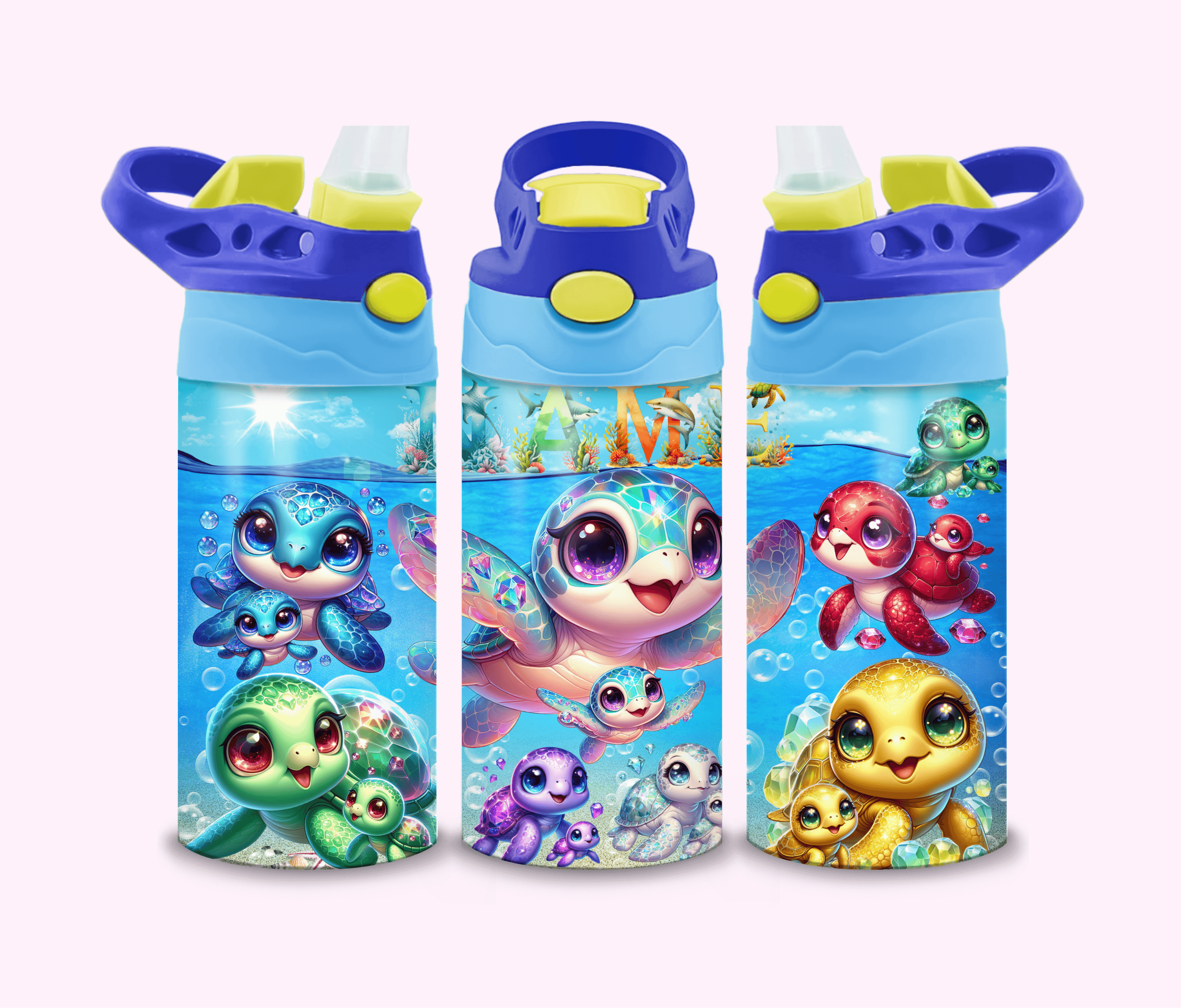 Sparkle Turtle - Kids Tumbler featuring unique artwork, perfect for personal style and expression.