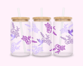 Lavender - Glass Cup With Bamboo Lid 16oz featuring unique artwork, perfect for personal style and expression.