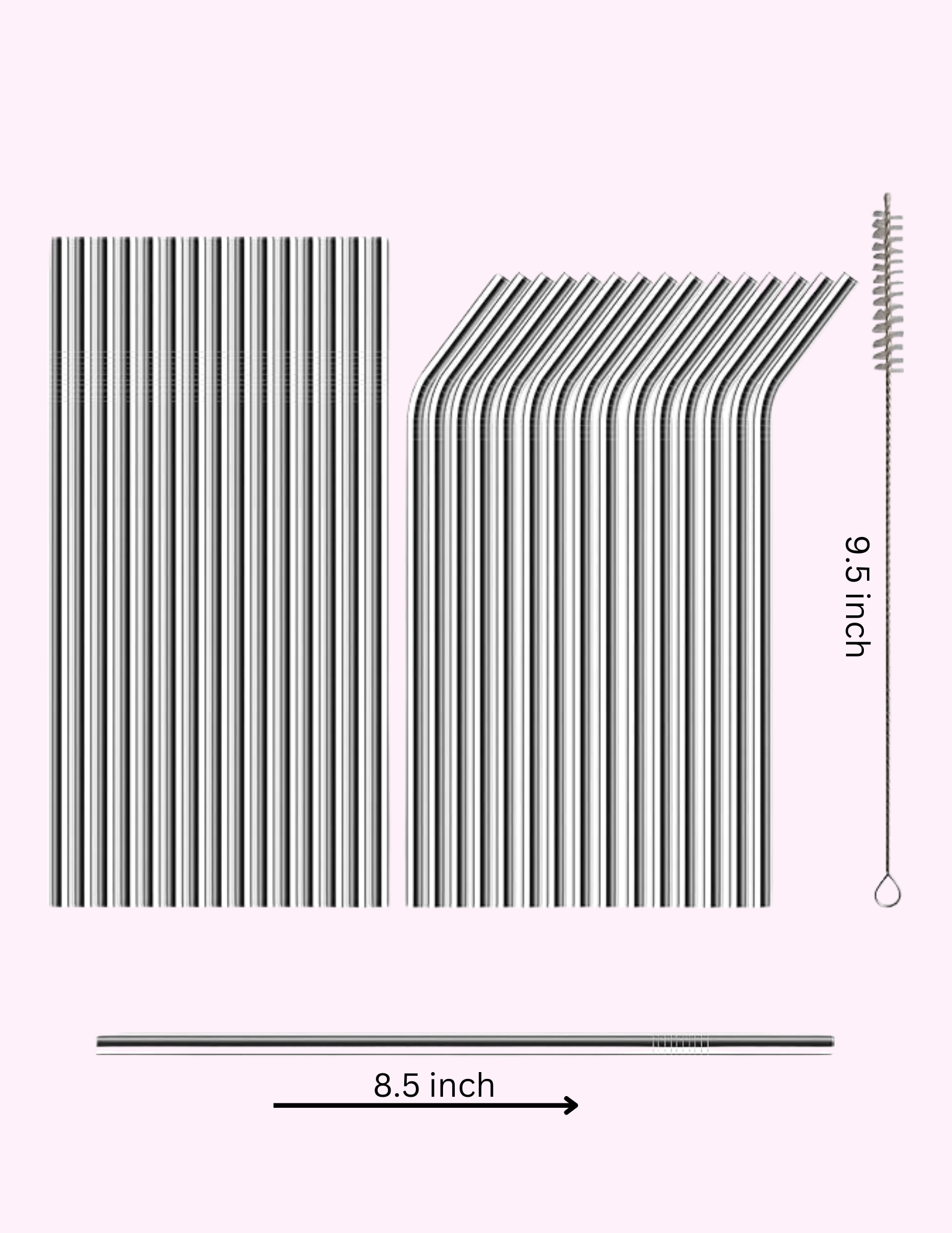 Metal Straw Curve And Straight With Cleaner Brush featuring unique artwork, perfect for personal style and expression.