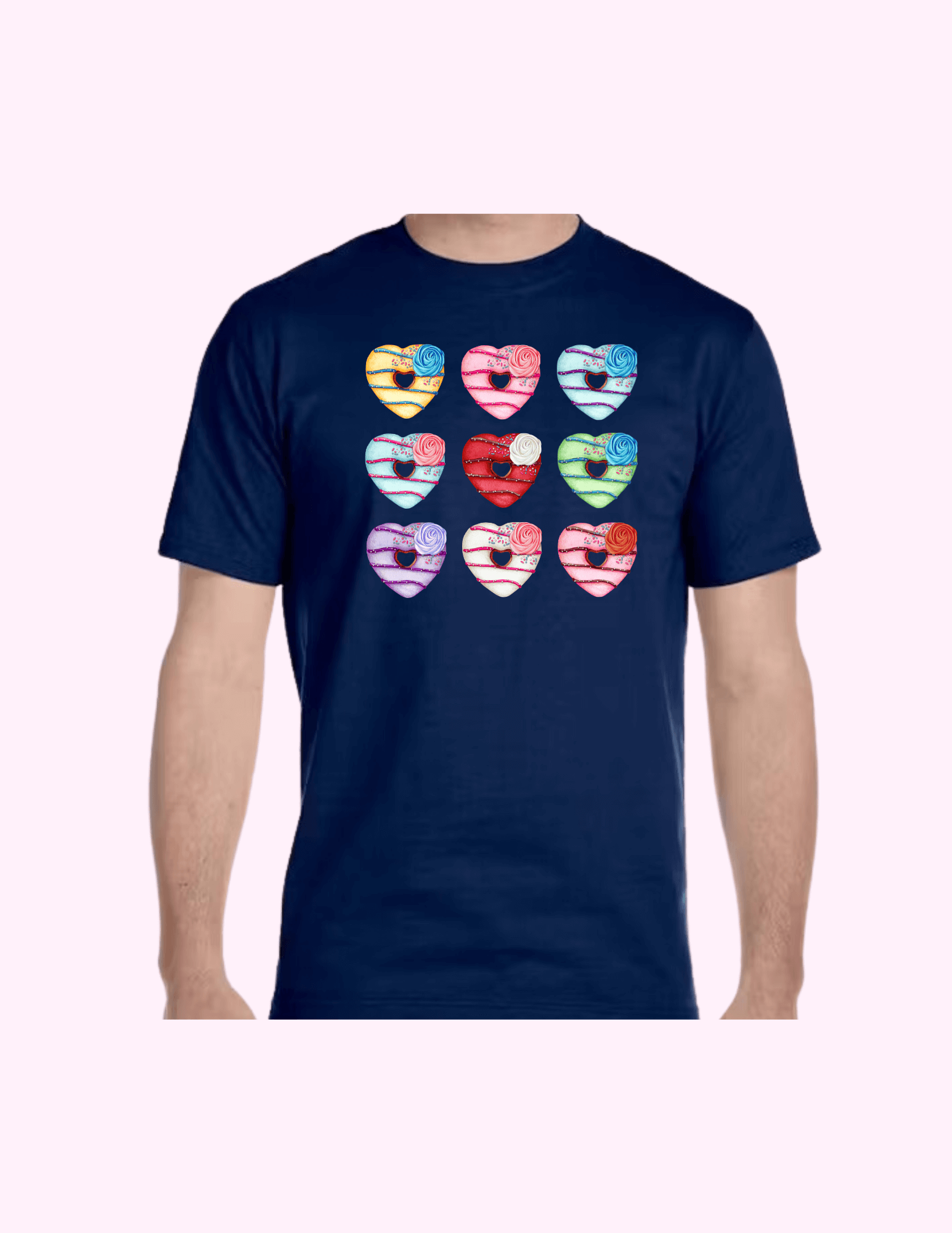 Donut Hearts - Adult T-Shirt featuring unique artwork, perfect for personal style and expression.