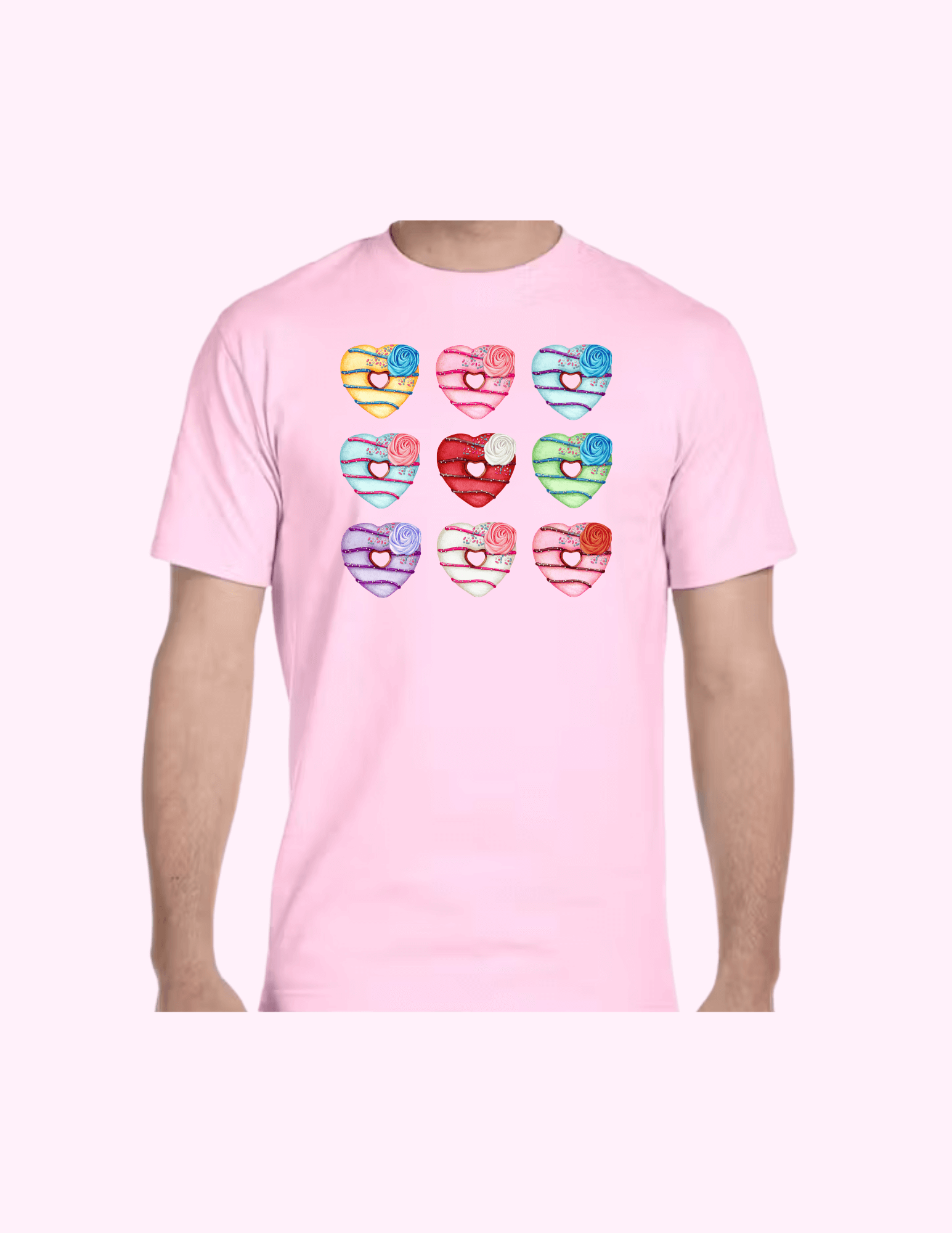 Donut Hearts - Adult T-Shirt featuring unique artwork, perfect for personal style and expression.