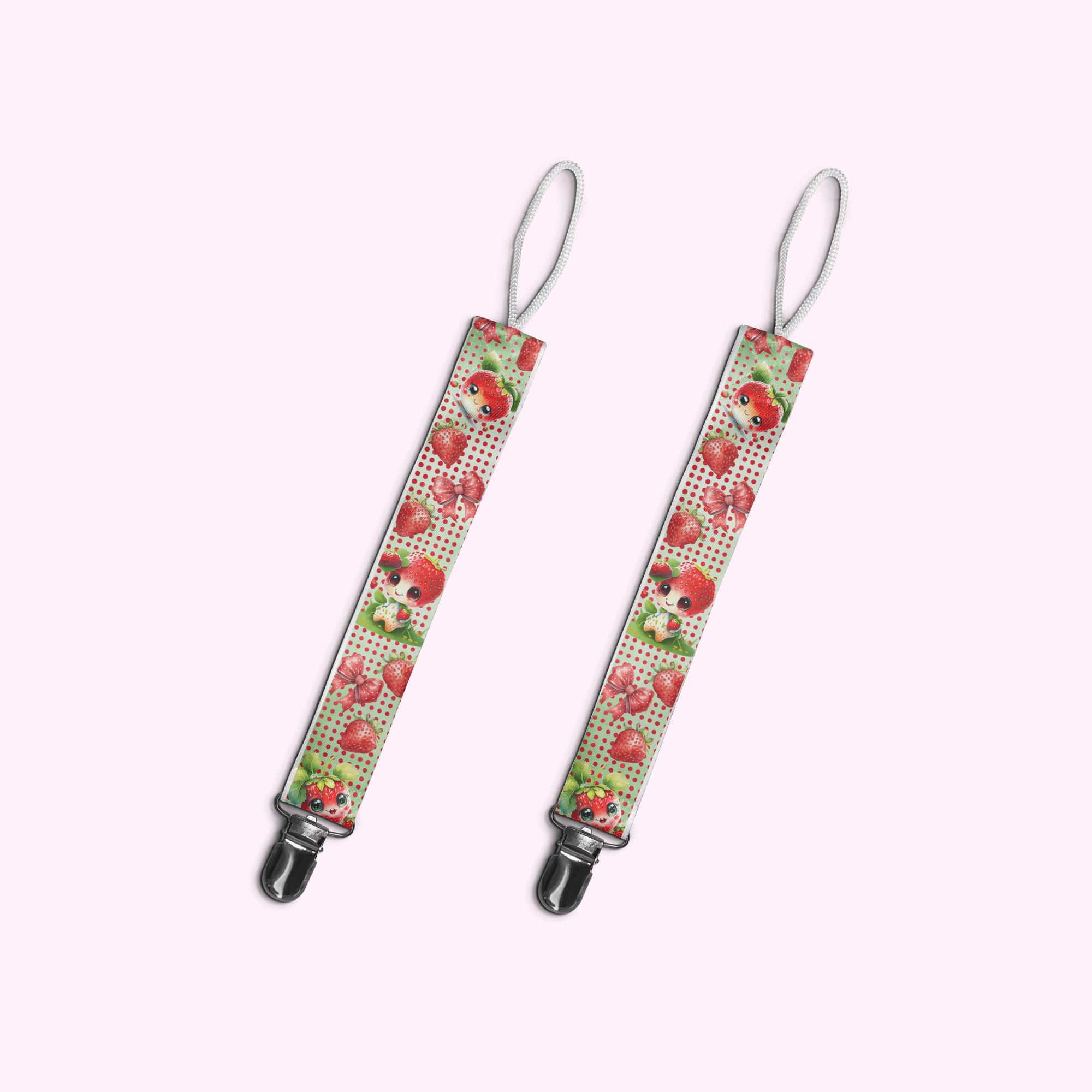 Strawberries - Baby Pacifier Clip Holder featuring unique artwork, perfect for personal style and expression.