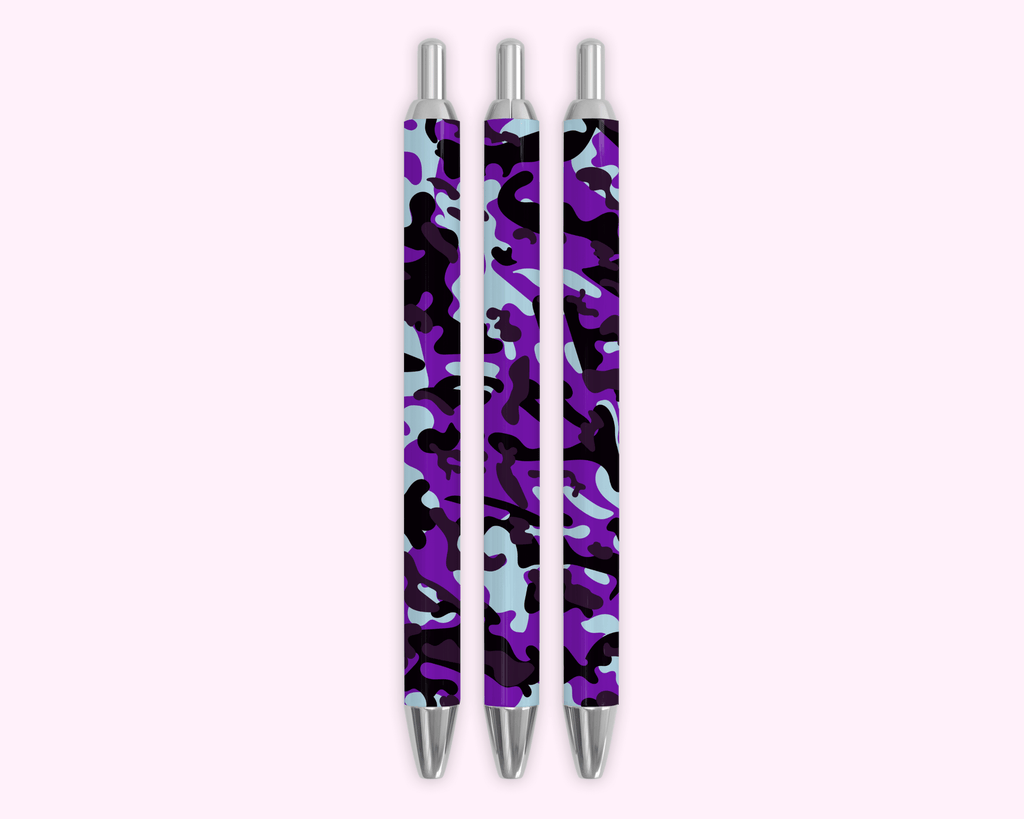 Purple Camouflage Pen featuring unique artwork, perfect for personal style and expression.