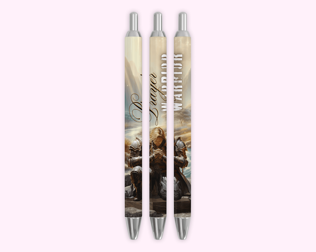 Prayer Warrior Man Pen featuring unique artwork, perfect for personal style and expression.
