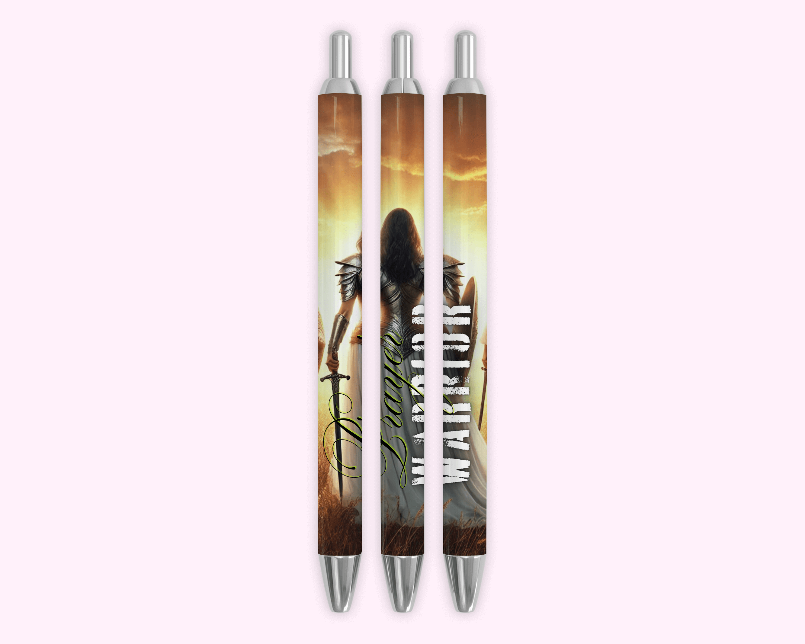 Prayer Warrior Women Pen featuring unique artwork, perfect for personal style and expression.