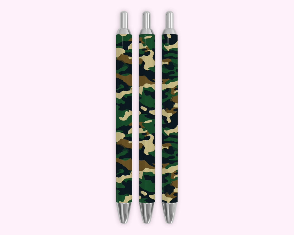 Green Camouflage Pen featuring unique artwork, perfect for personal style and expression.