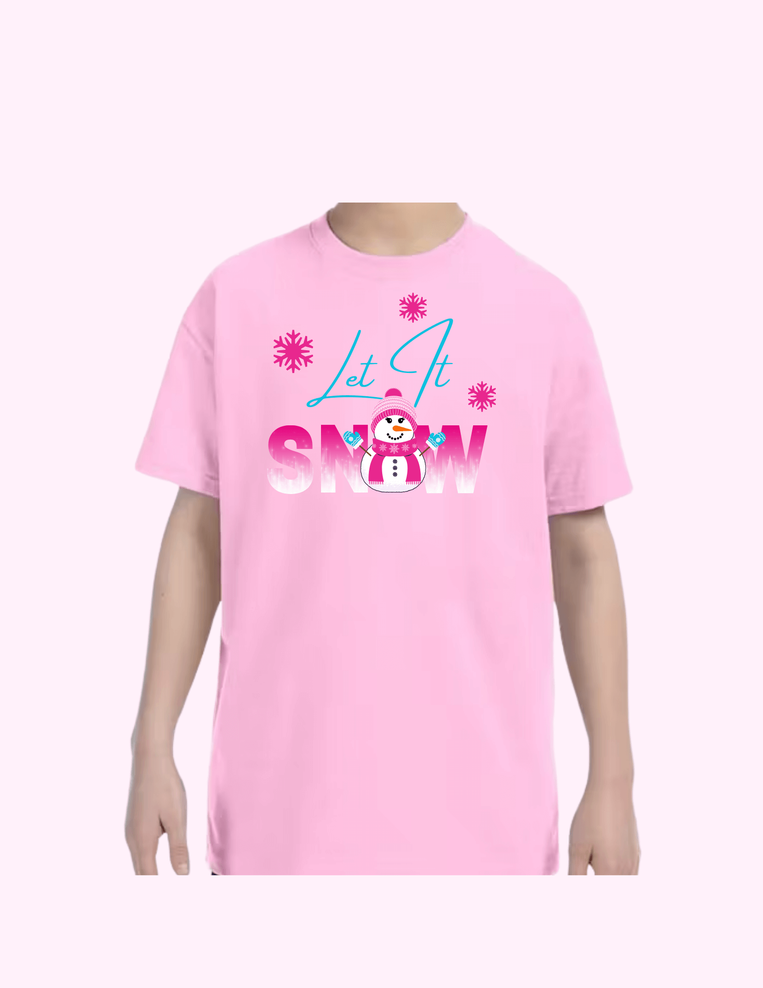 Let It Snow (Pink) - Kids T-Shirt featuring unique artwork, perfect for personal style and expression.