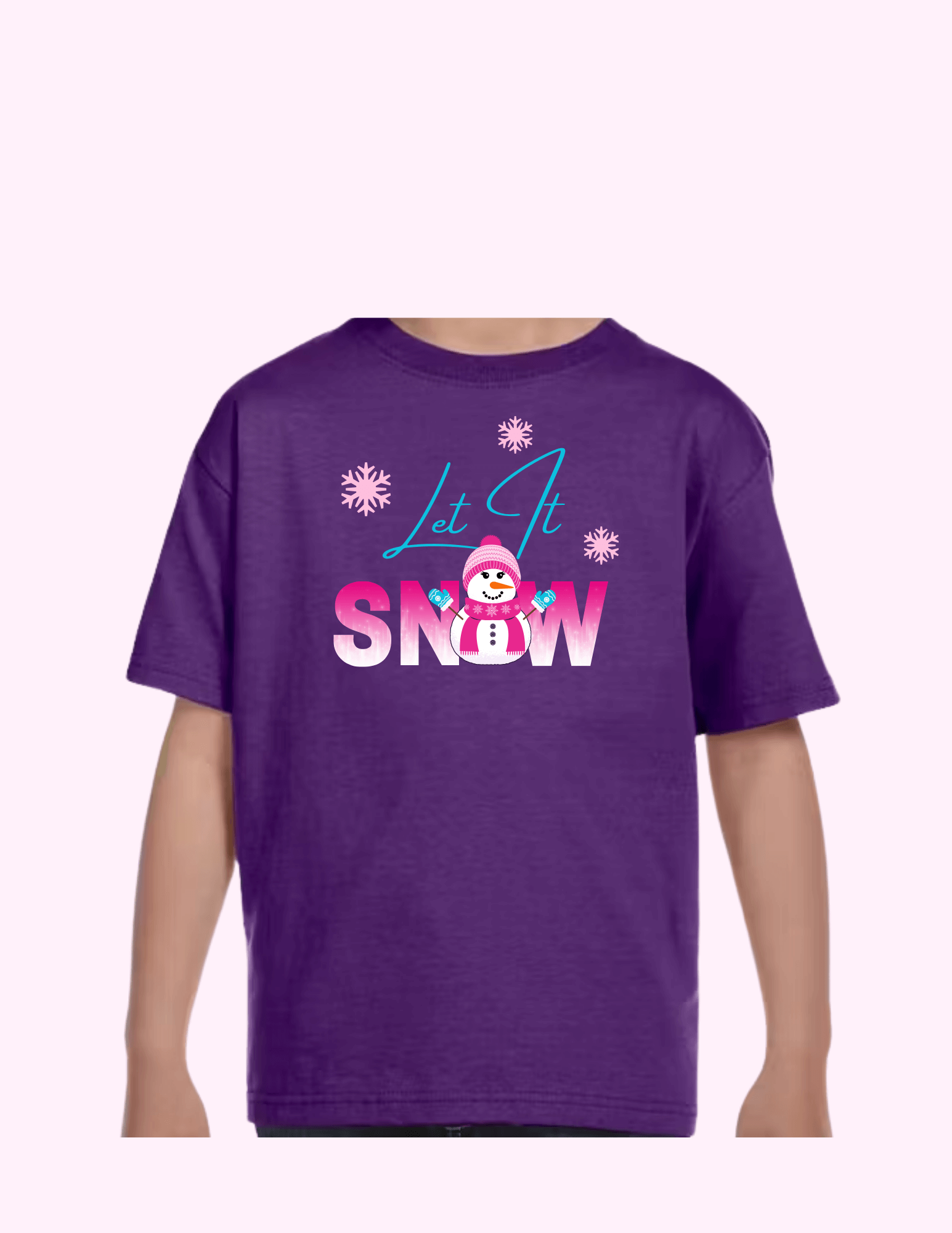Let It Snow (Pink) - Kids T-Shirt featuring unique artwork, perfect for personal style and expression.