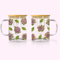 Rose Gold - 17oz Glass Mug With Bamboo Lid featuring unique artwork, perfect for personal style and expression.