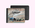 Men's wallet with double-sided printing, made of smooth PU leather, featuring a compact and functional design with multiple pockets.