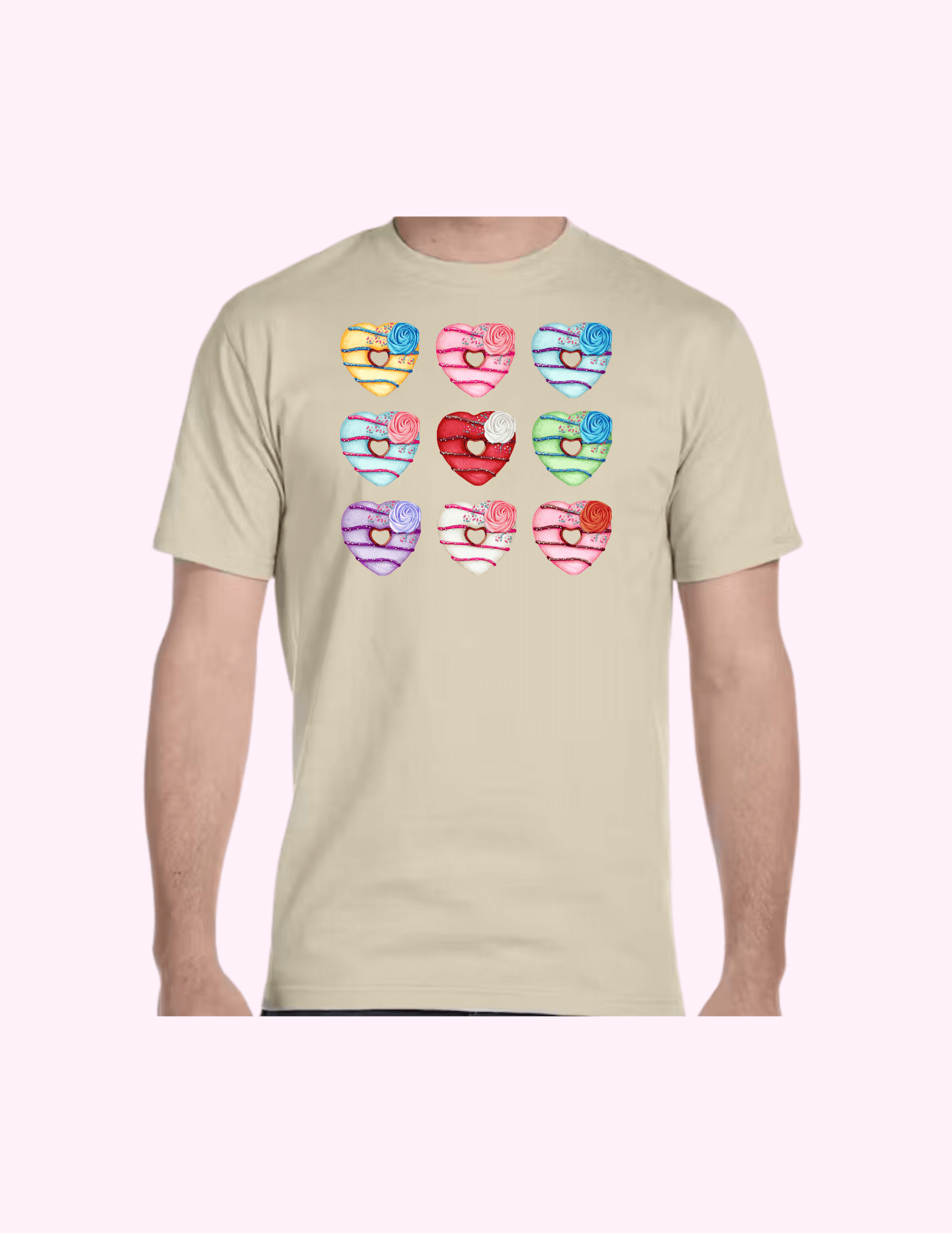 Donut Hearts - Adult T-Shirt featuring unique artwork, perfect for personal style and expression.