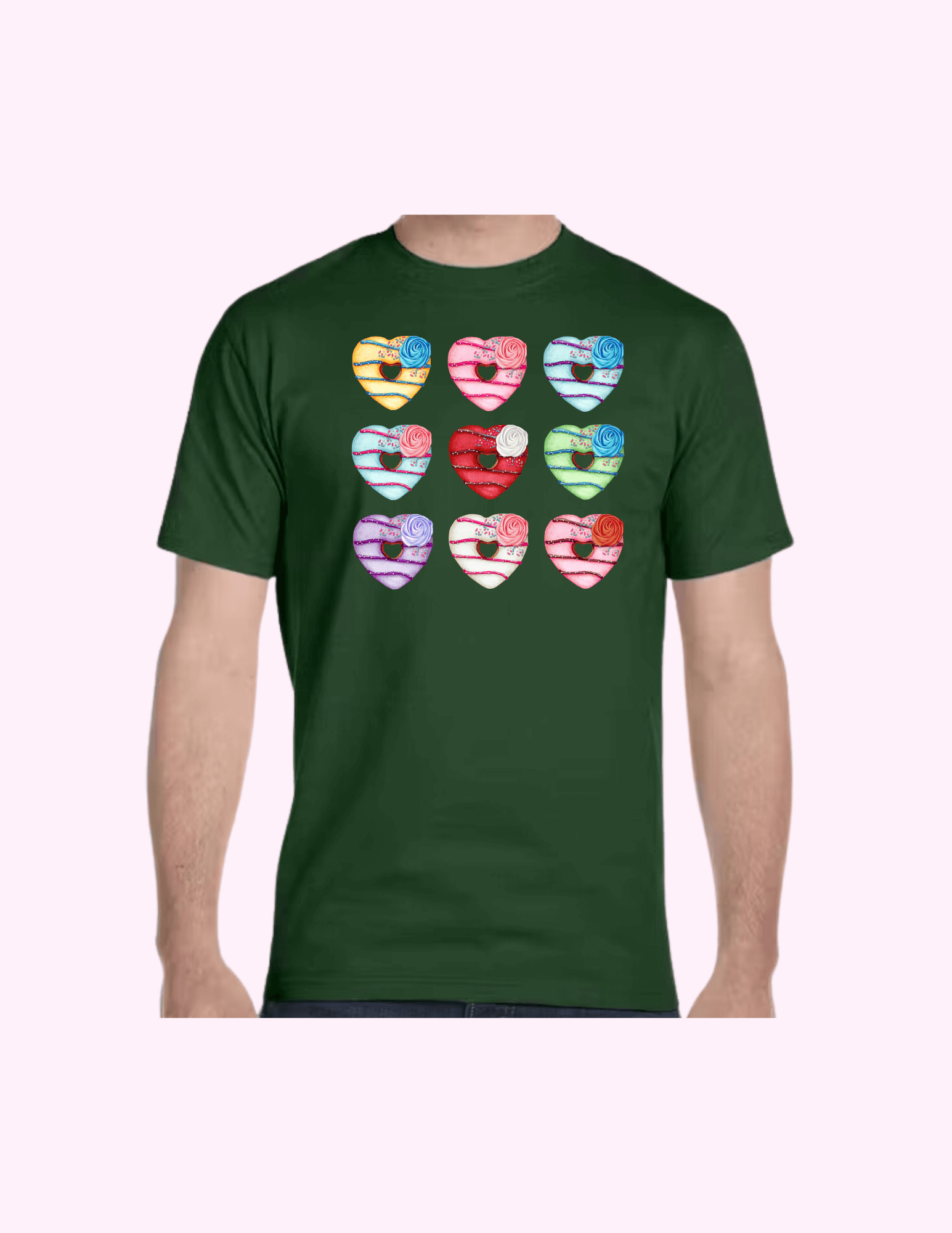 Donut Hearts - Adult T-Shirt featuring unique artwork, perfect for personal style and expression.