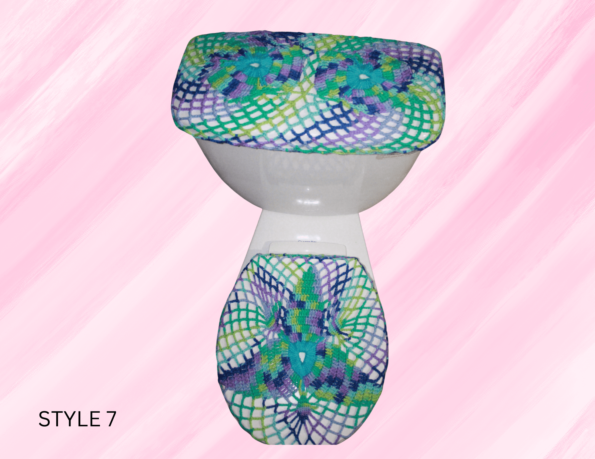 Toilet Lid And Tank Cover Set featuring unique artwork, perfect for personal style and expression.