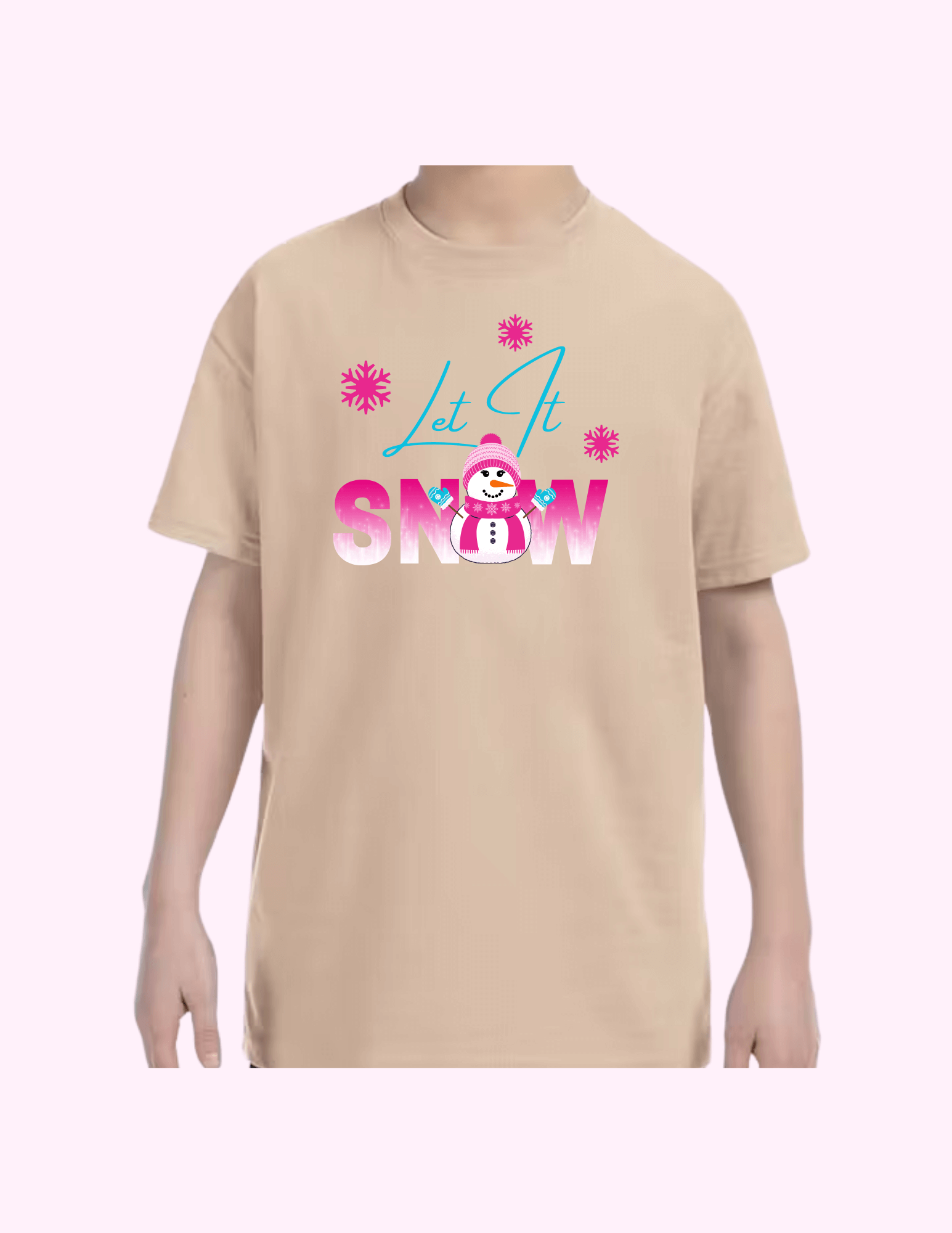 Let It Snow (Pink) - Kids T-Shirt featuring unique artwork, perfect for personal style and expression.