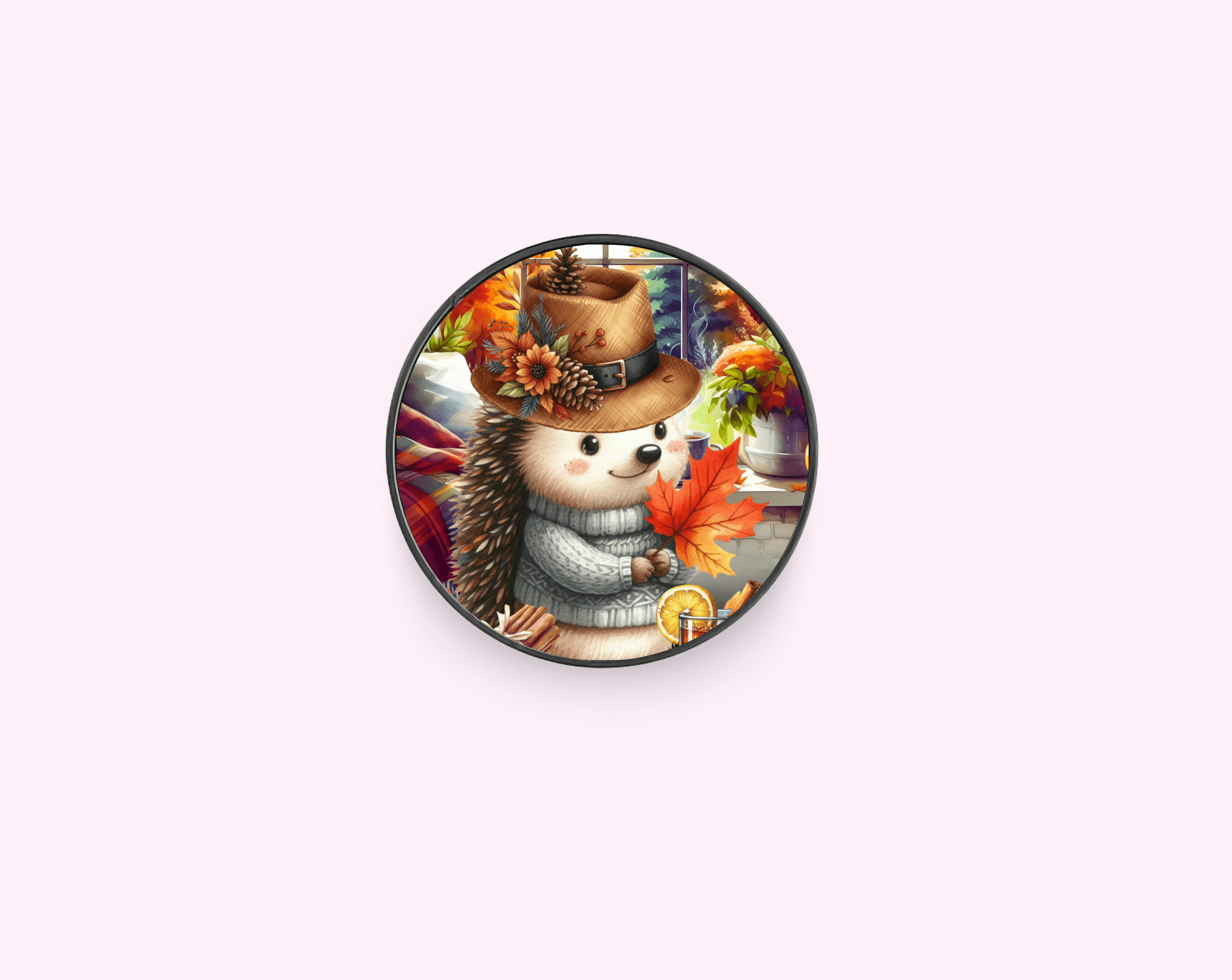 Autumn Hedgehog - Adhesive Phone Grip Holder