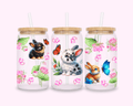 Spring Bunnies - Glass Cup With Bamboo Lid 16oz featuring unique artwork, perfect for personal style and expression.