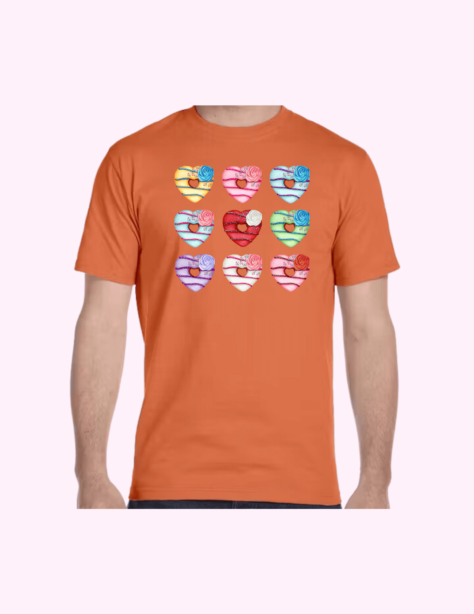 Donut Hearts - Adult T-Shirt featuring unique artwork, perfect for personal style and expression.
