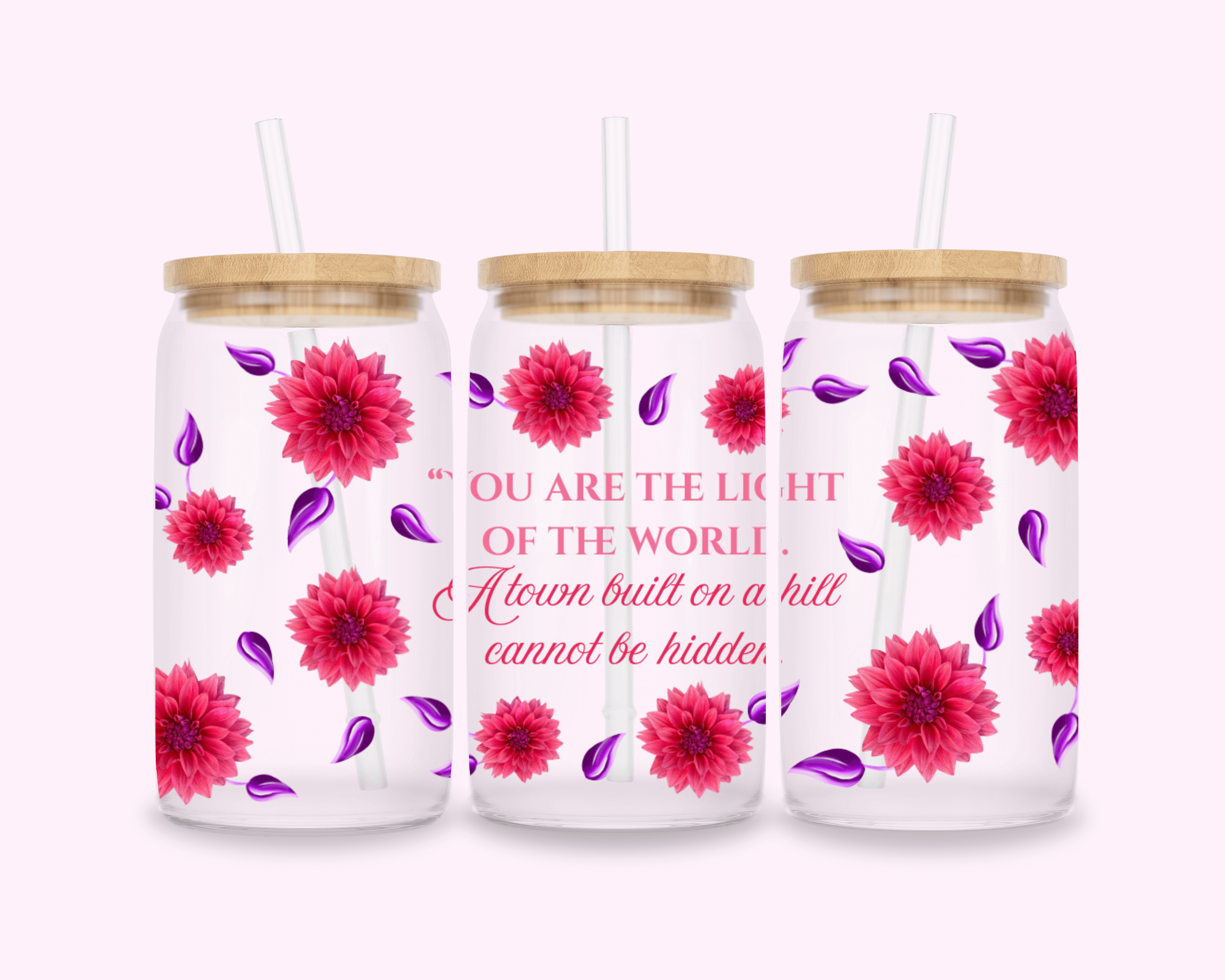The Light Of The World - Glass Cup With Bamboo Lid 16oz featuring unique artwork, perfect for personal style and expression.