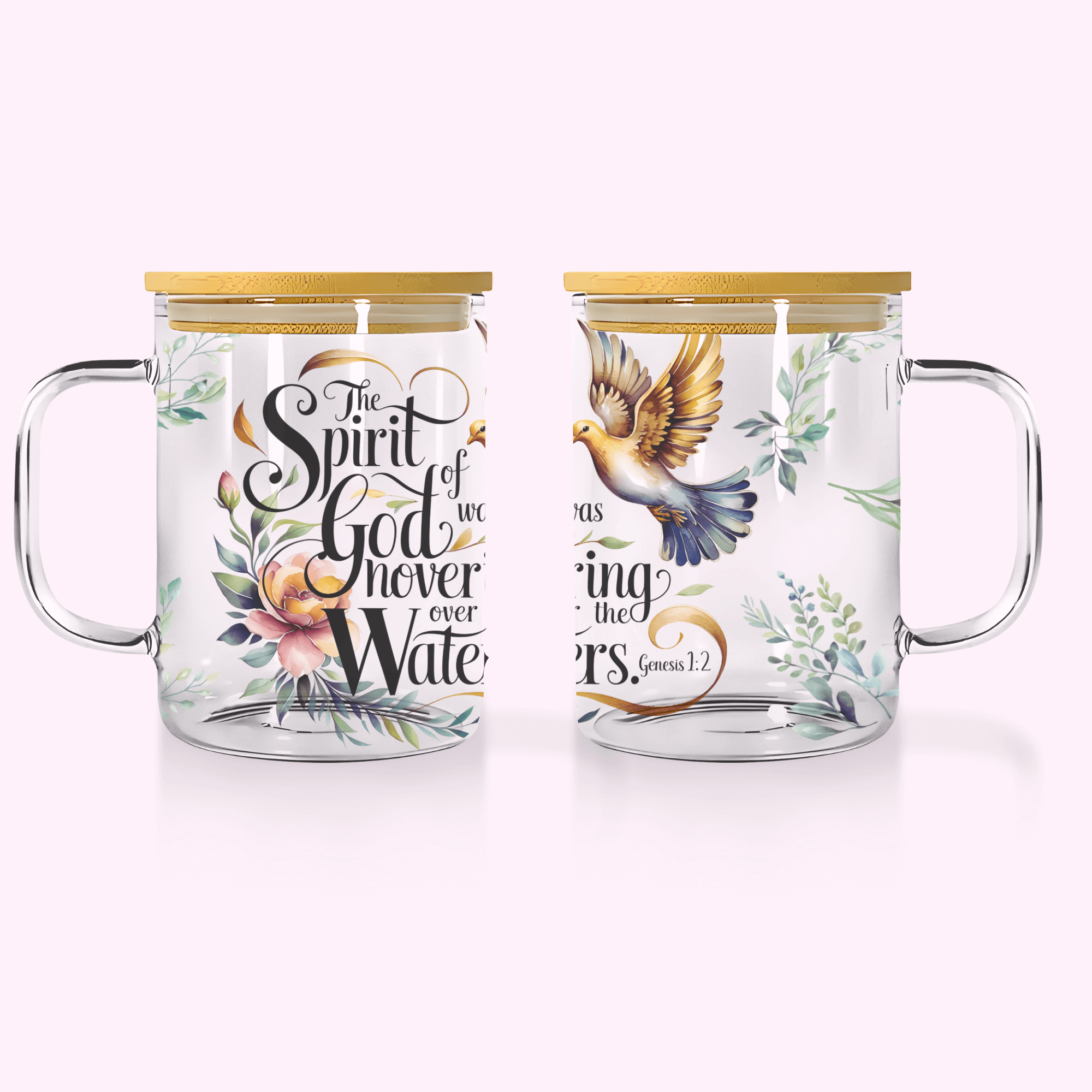 The Spirit Over The Waters - 17oz Glass Mug featuring unique artwork, perfect for personal style and expression.