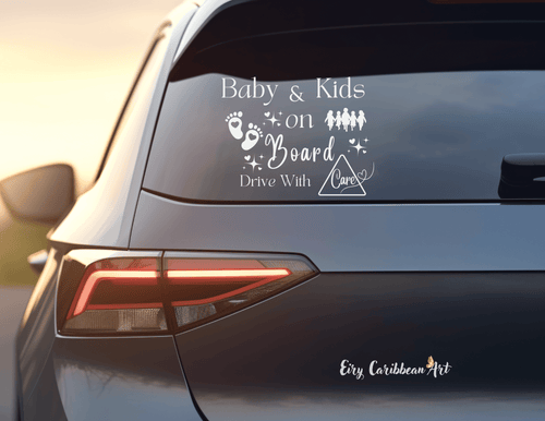 Baby And Kids On Board - Bumper Sticker featuring unique artwork, perfect for personal style and expression.