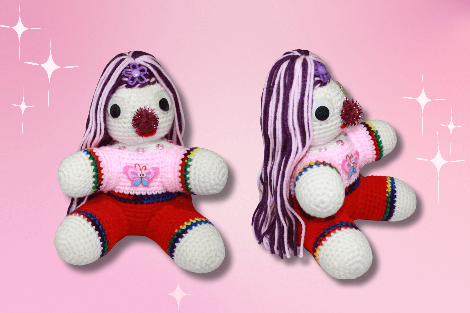Butterfly White/ Purple Girl crafted with handmade techniques for a truly unique style.