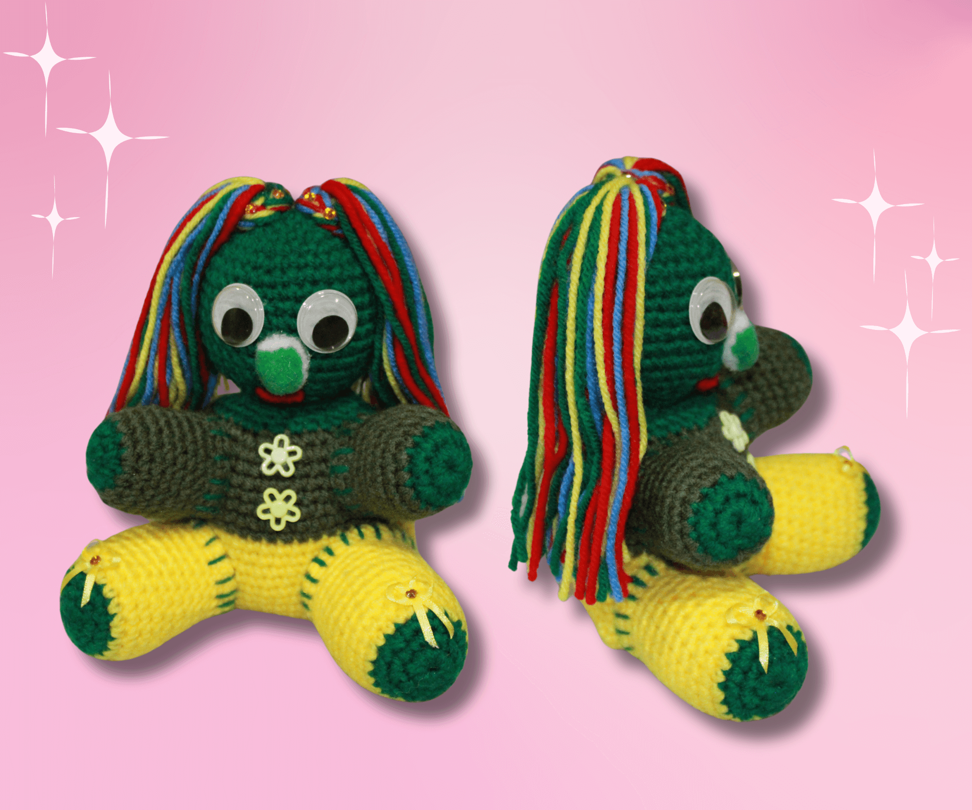 Green And Yellow Girl crafted with handmade techniques for a truly unique style.