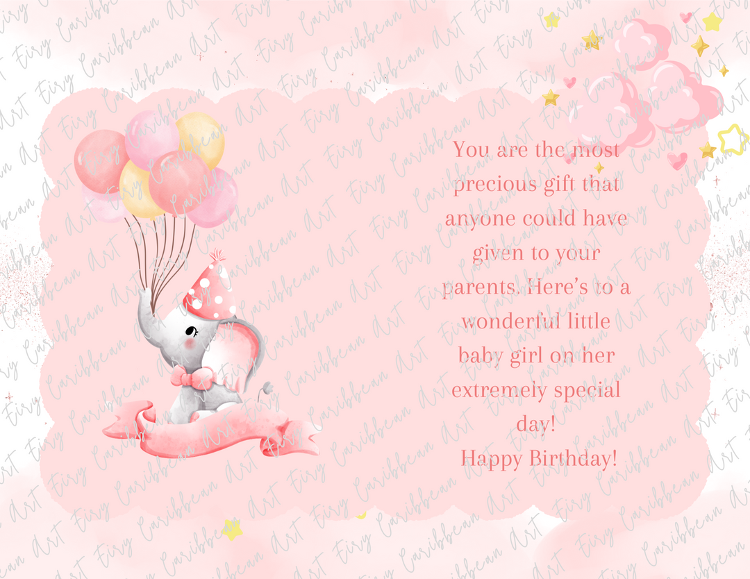 1St Birthday Baby Girl Greeting Cards #3