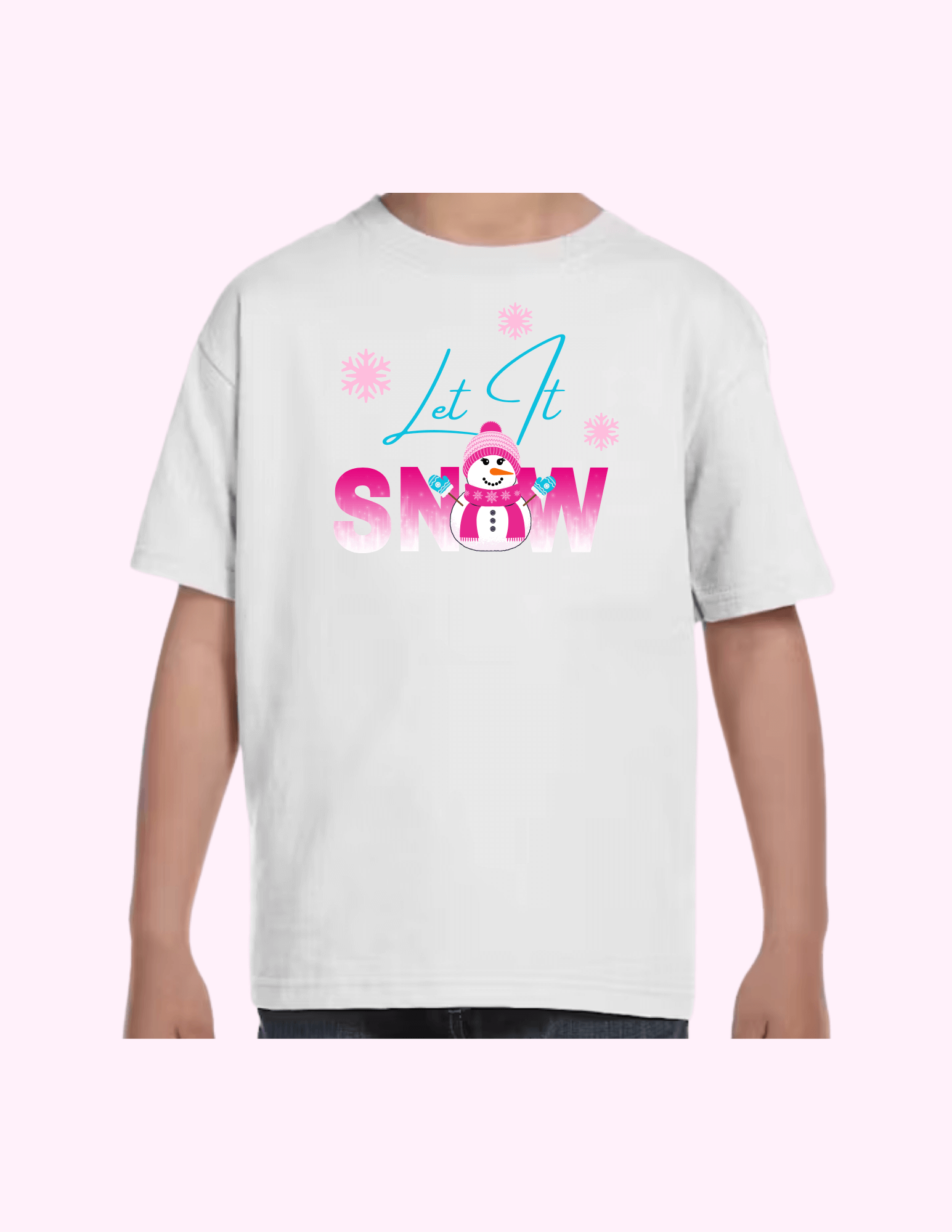 Let It Snow (Pink) - Kids T-Shirt featuring unique artwork, perfect for personal style and expression.