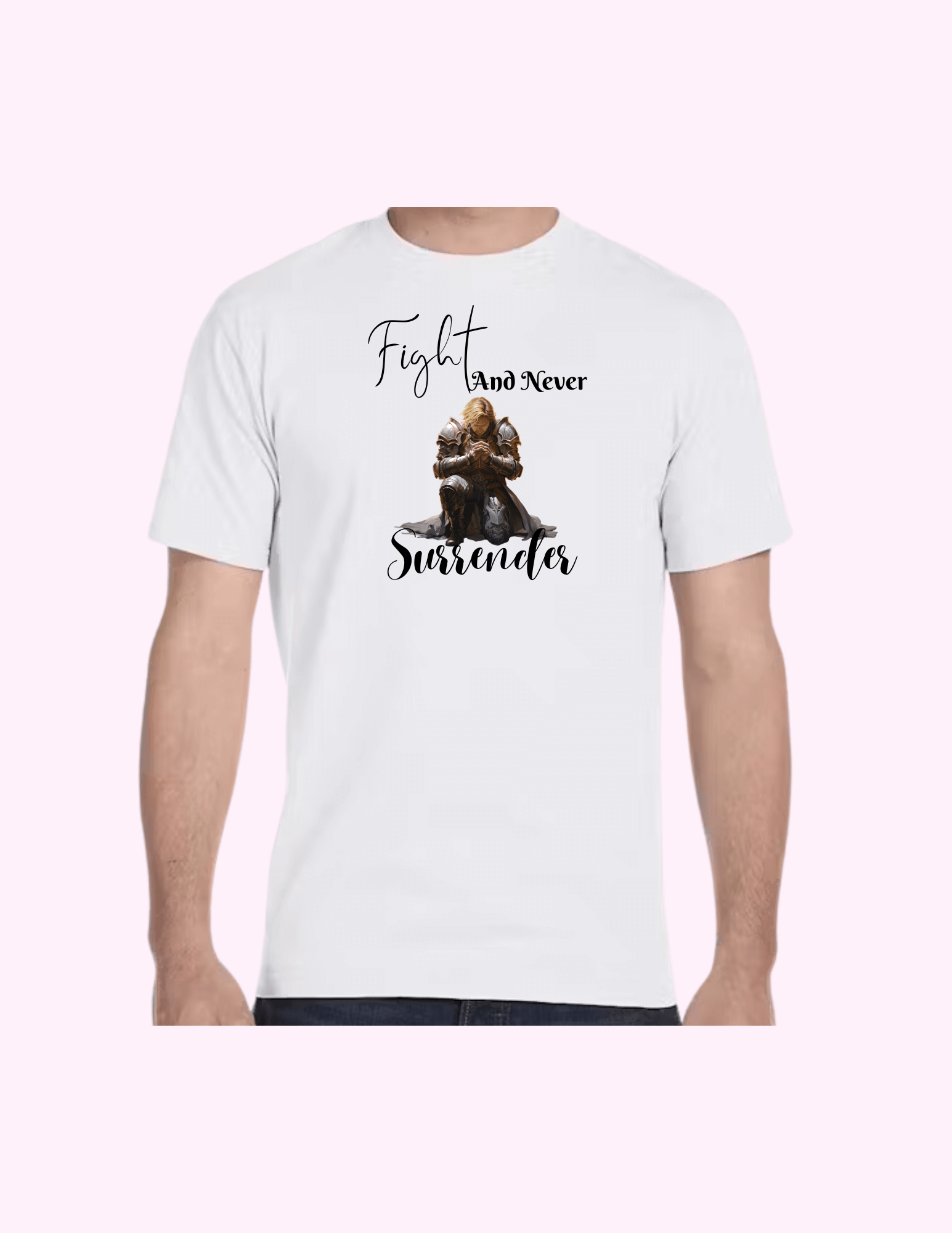 Fight And Never Surrender (Man) - Adult T-Shirt featuring unique artwork, perfect for personal style and expression.