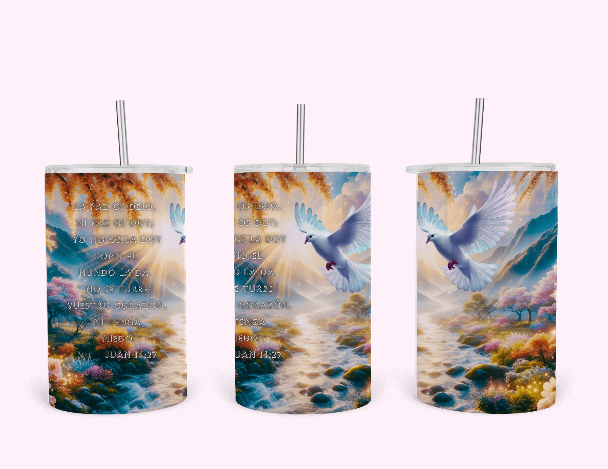 Dove John 14:27 - 12oz Tumbler featuring unique artwork, perfect for personal style and expression.