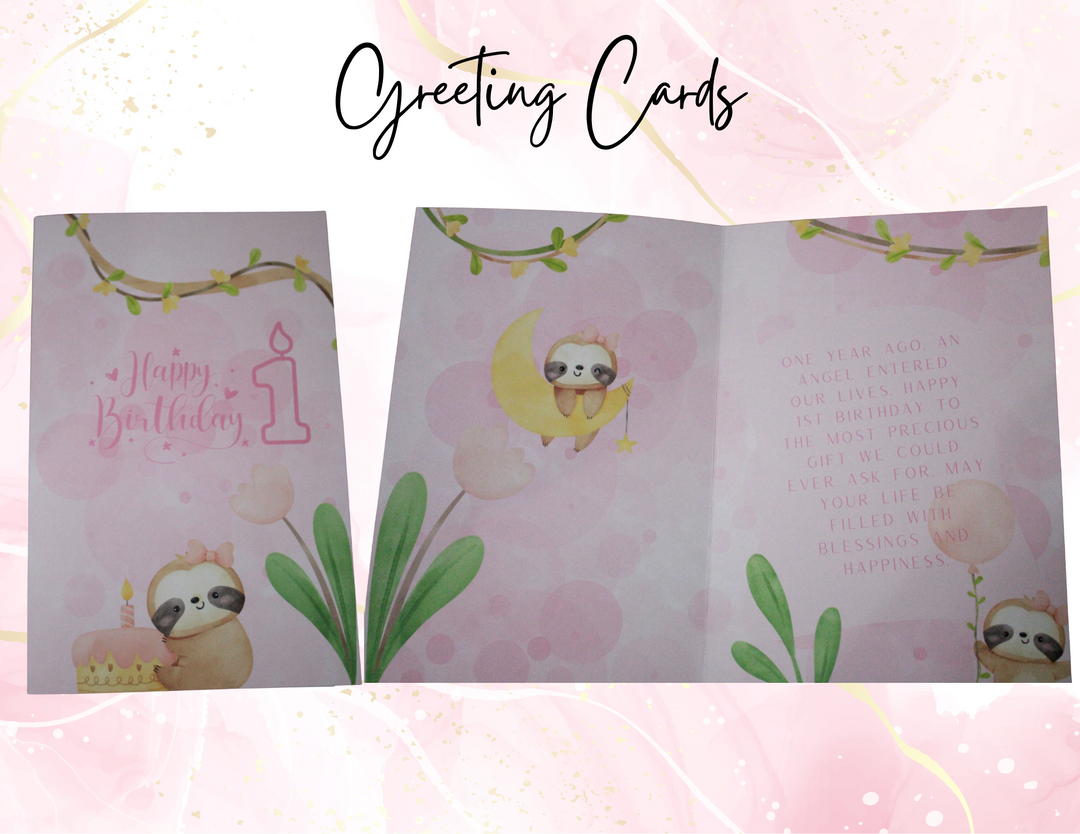 1St Birthday Baby Girl Greeting Cards #19