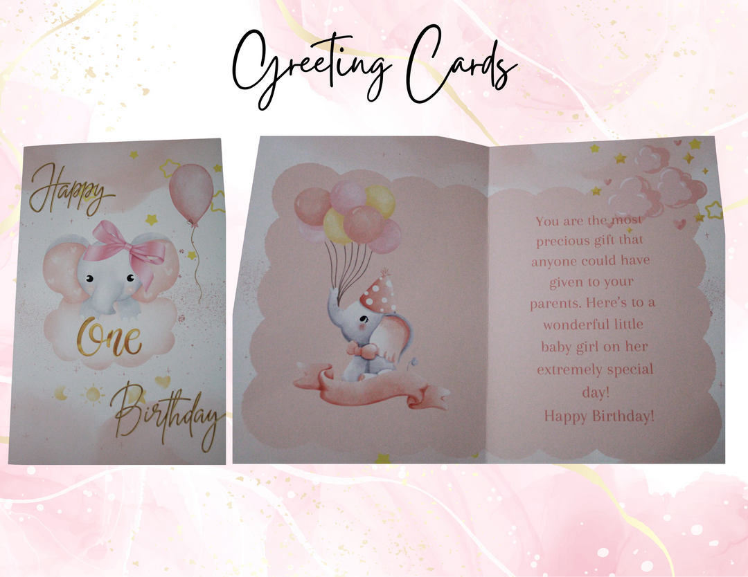 1St Birthday Baby Girl Greeting Cards #3