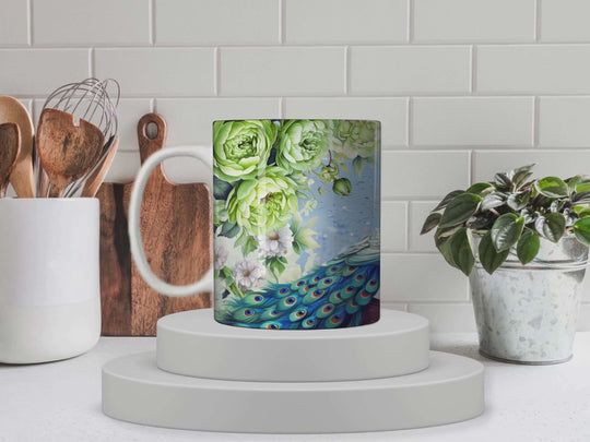 Peacock - Ceramic Mugs featuring unique artwork, perfect for personal style and expression.